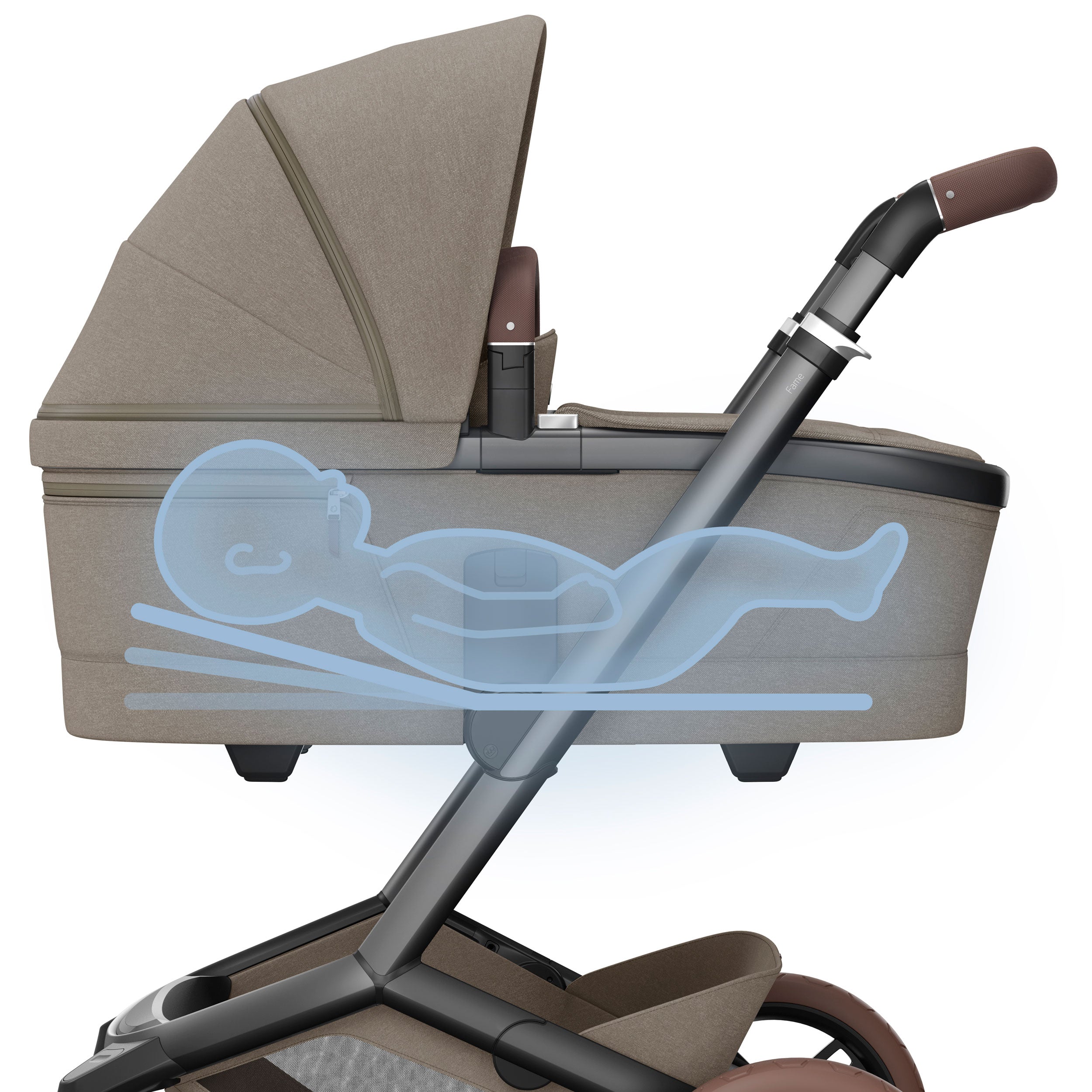 Maxi-Cosi FAME Pram with Carrycot in Twillic Truffle (Brown Wheels)