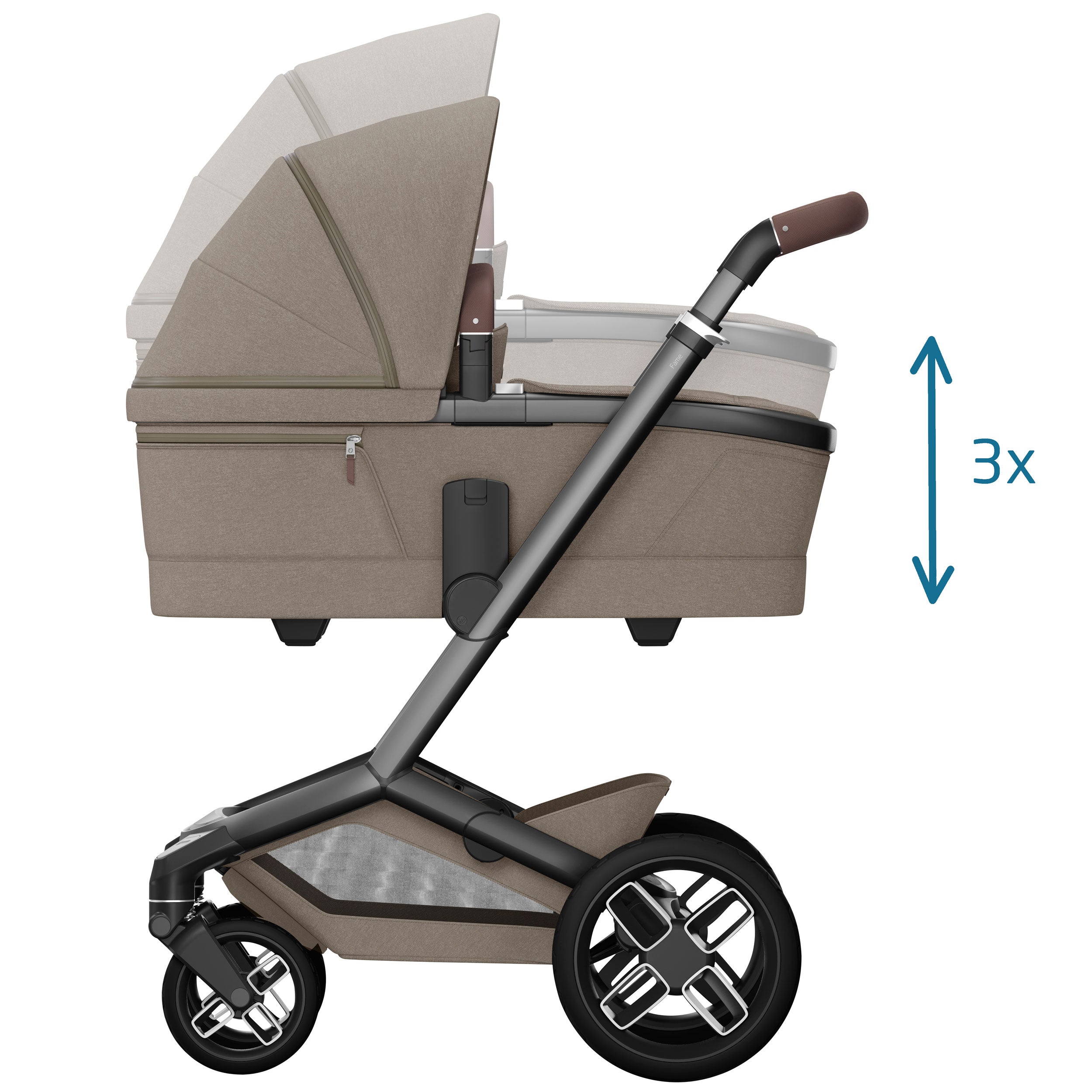 Maxi-Cosi FAME Pram with Carrycot in Twillic Truffle (Black Wheels)