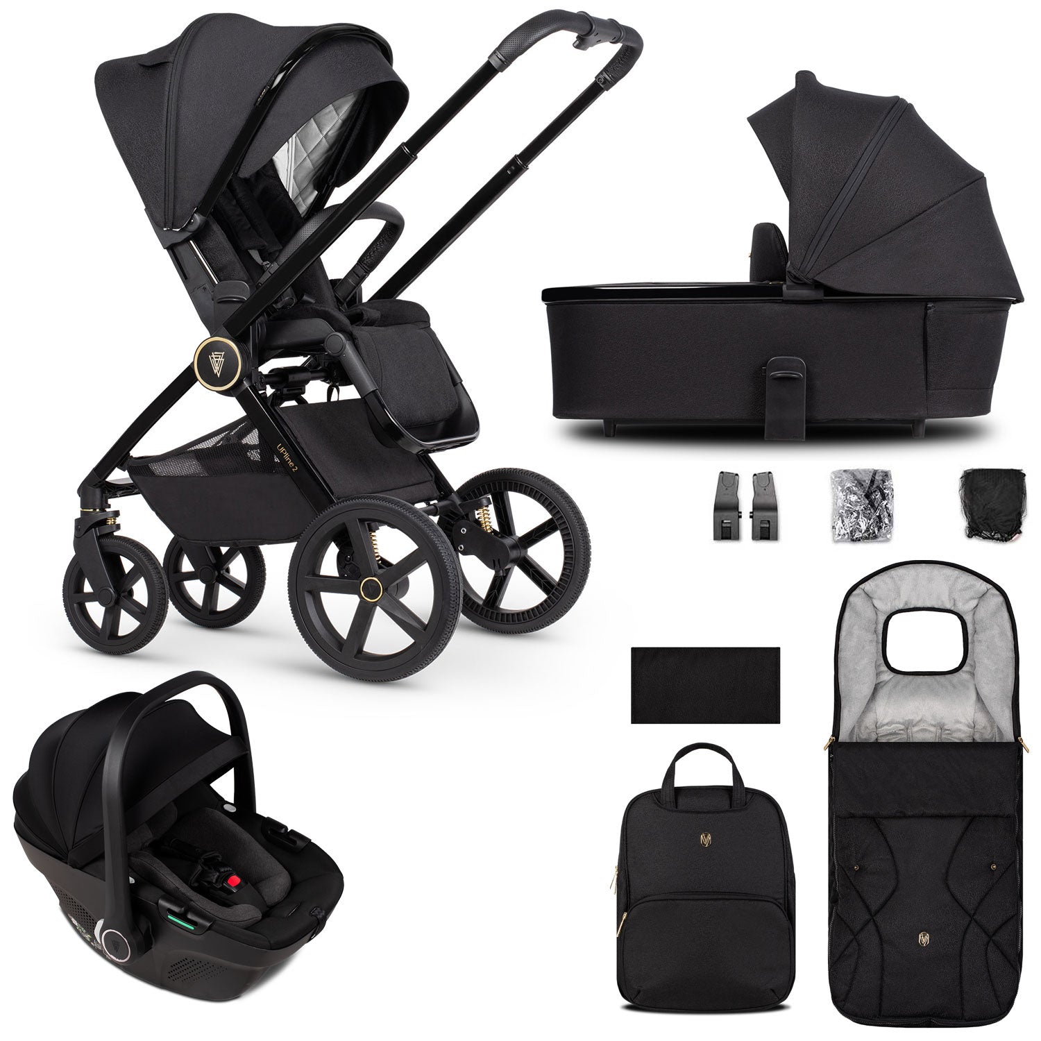 Venicci Tinum Upline 2 3in1 Travel System in All Black
