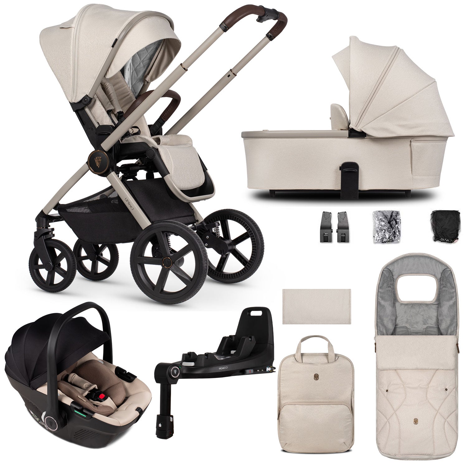 Venicci Tinum Upline 2 3in1 Travel System in Stone Beige