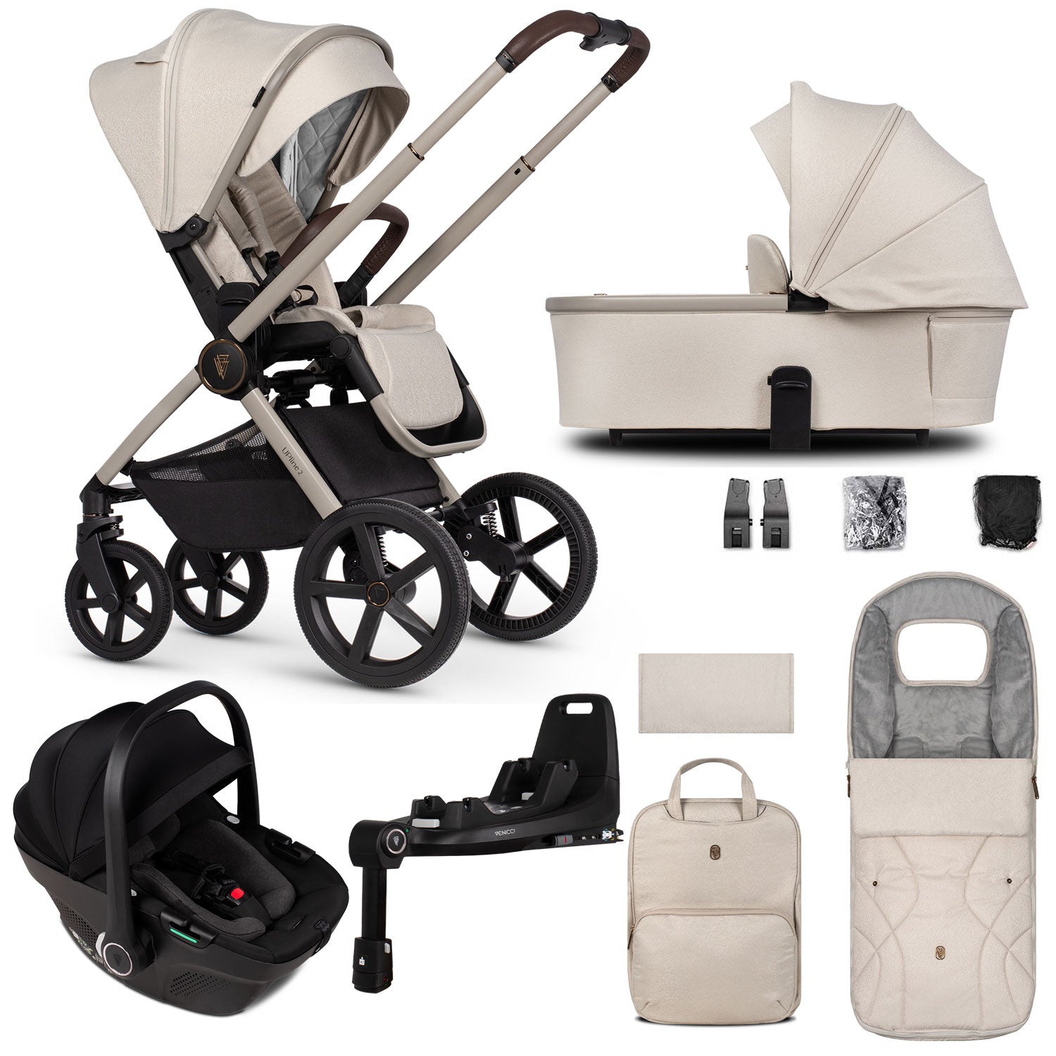 Venicci Tinum Upline 2 3in1 Travel System in Stone Beige