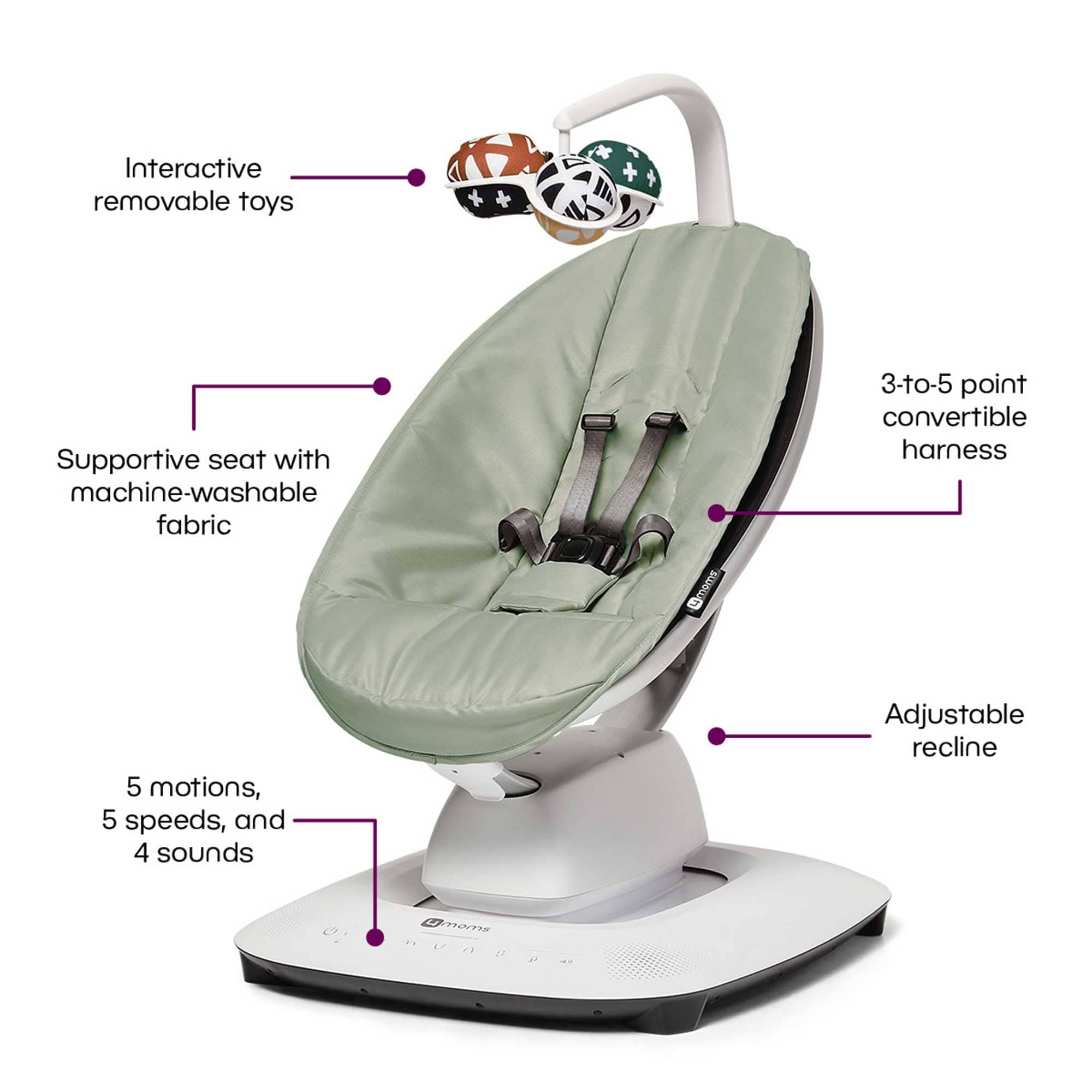 4moms Mamaroo Bouncer 5.0 in Sage Rocking Bouncing Cradles 2001223 817980018167