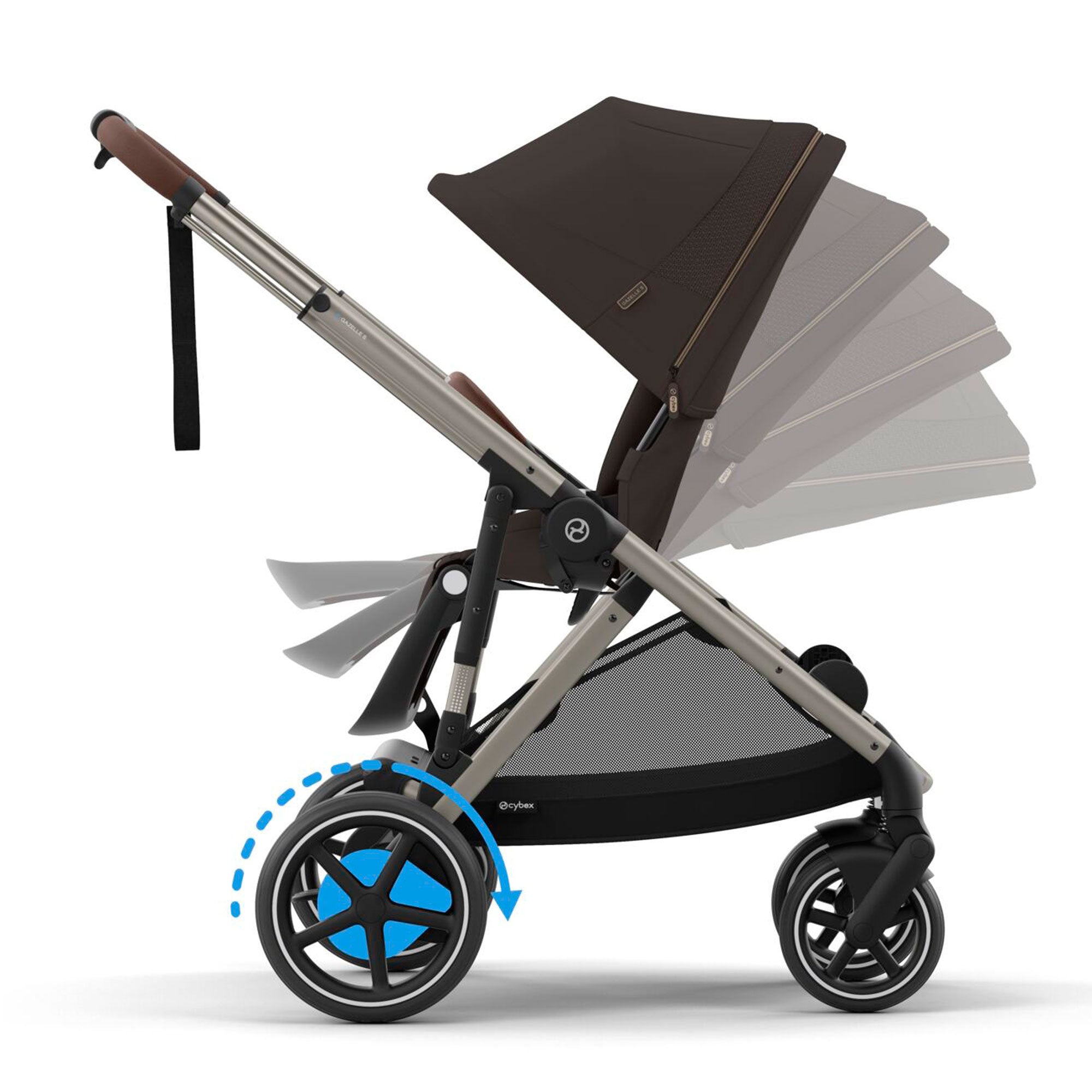 Cybex eGazelle S Twin Essential Pushchair Bundle in Chocolate Brown