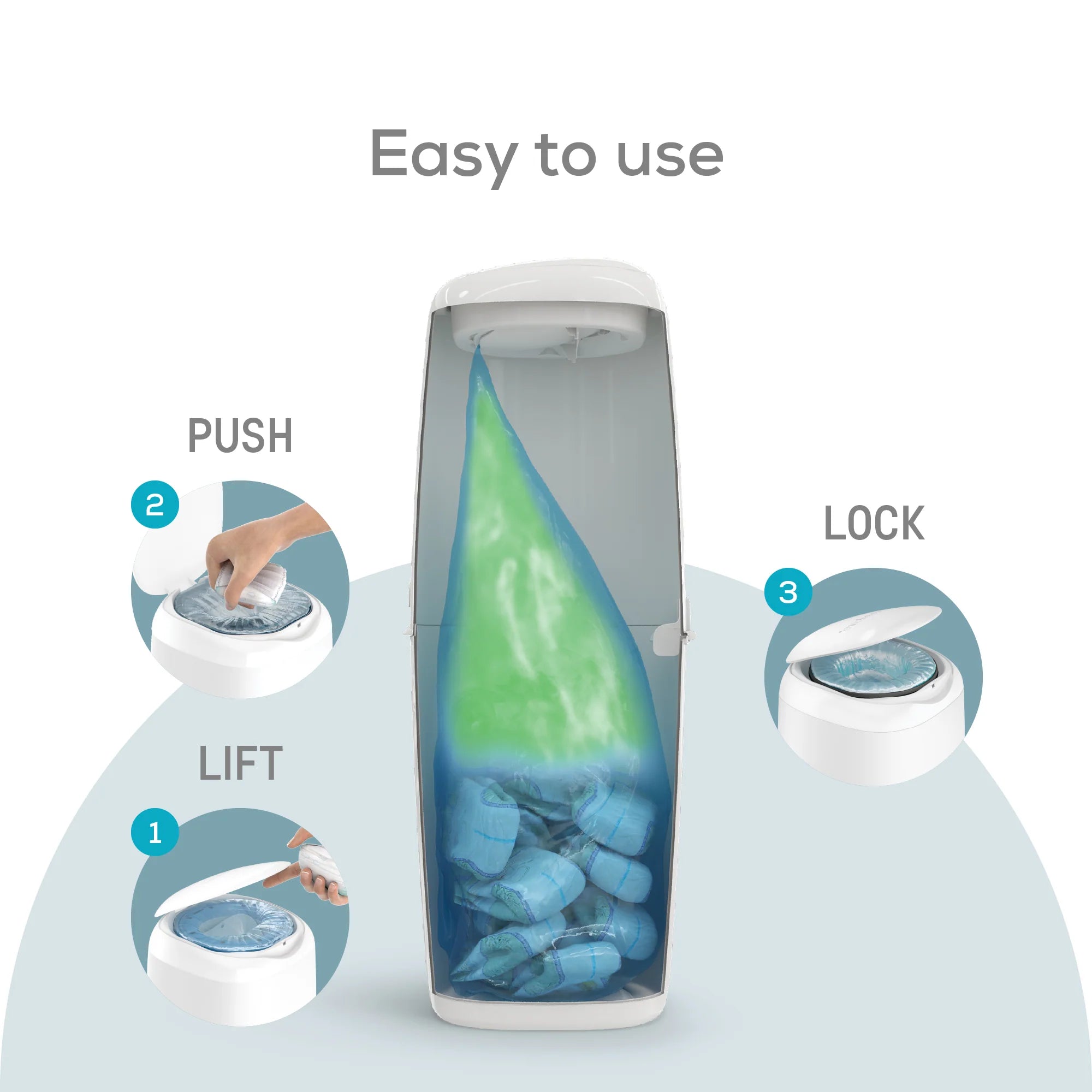 Angelcare XL Nappy Bin in White