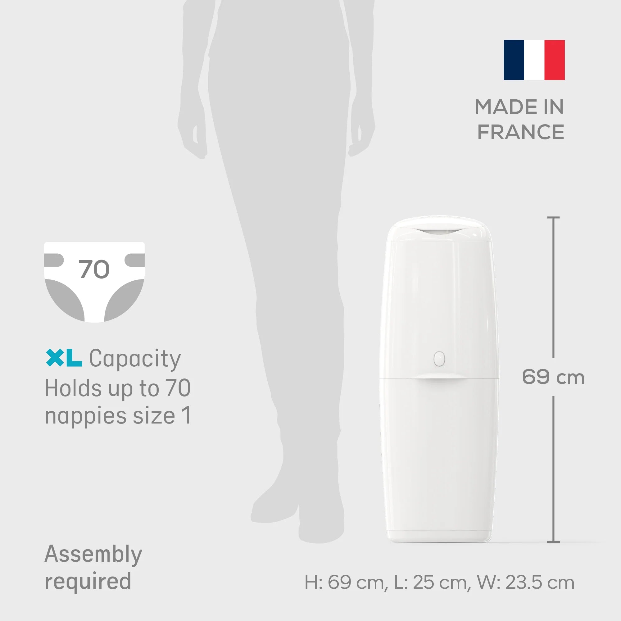 Angelcare XL Nappy Bin in White