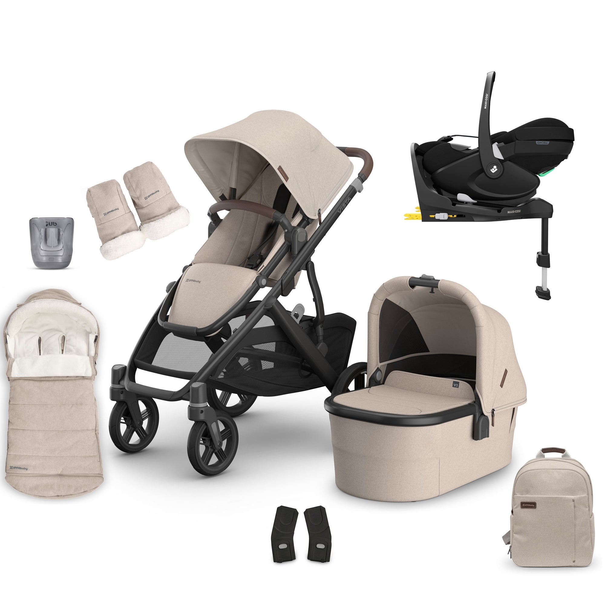 Uppababy Vista V3 Maxi-Cosi Complete Bundle in Ada