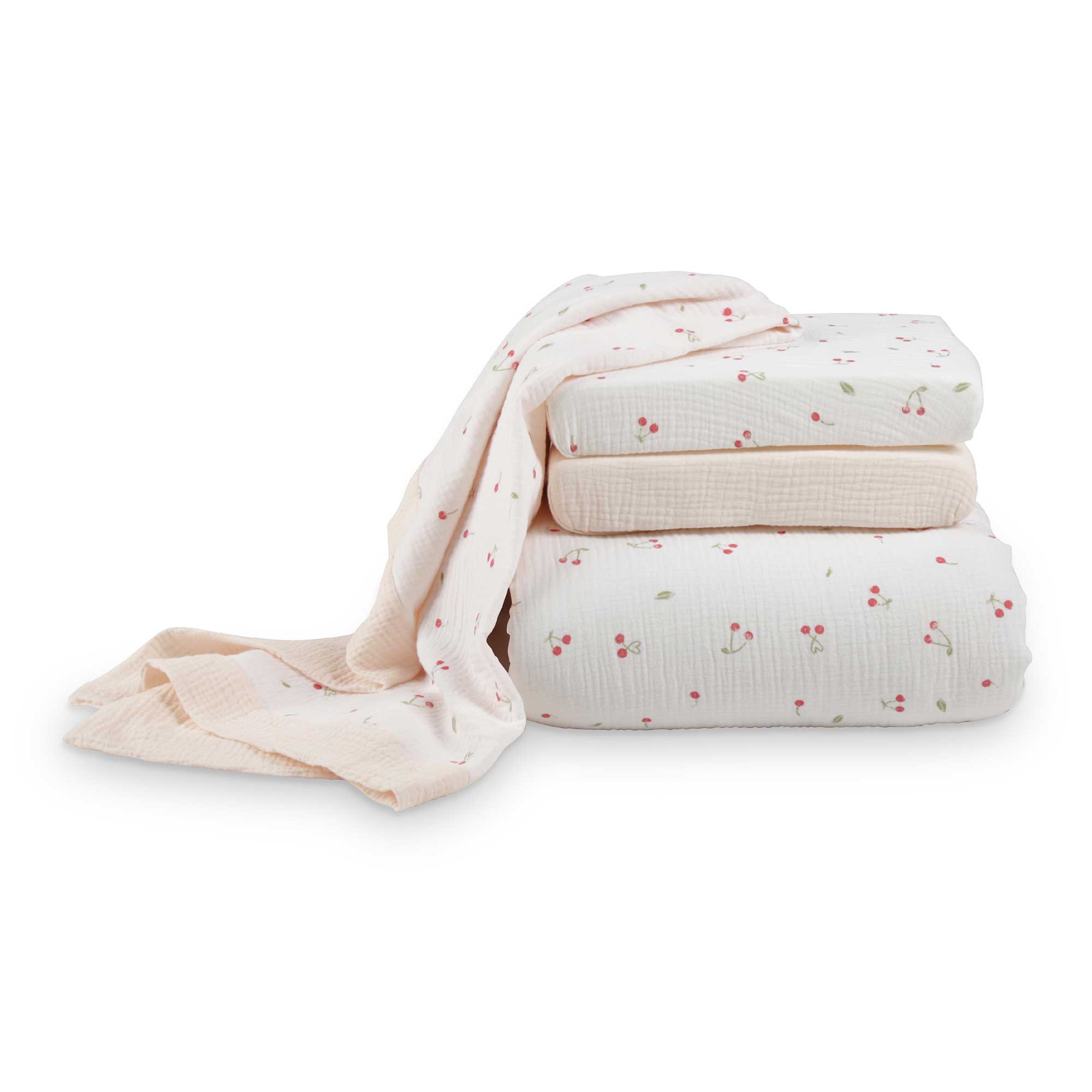 CuddleCo 4pc Cot Bed Bedding Set in Ditsy Cherry