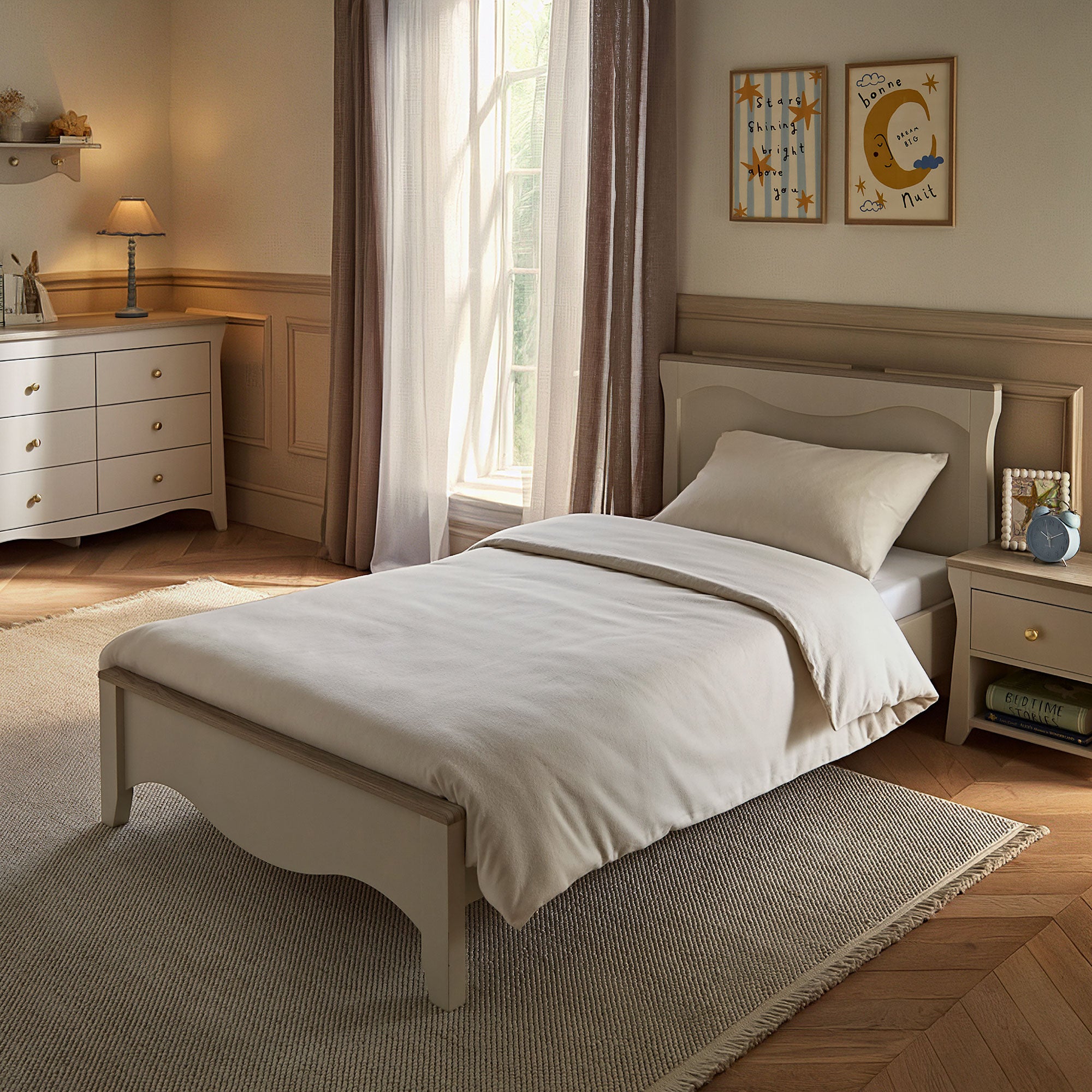 CuddleCo Clara Single Bed in Cashmere/Ash