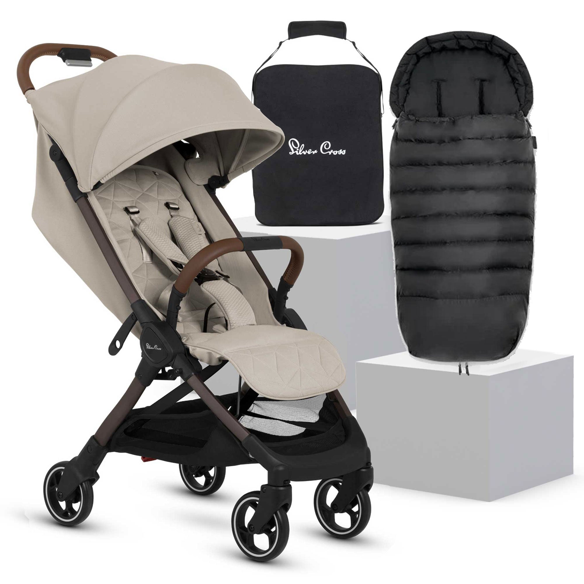 Silver Cross Clic 2 Compact Stroller in Latte