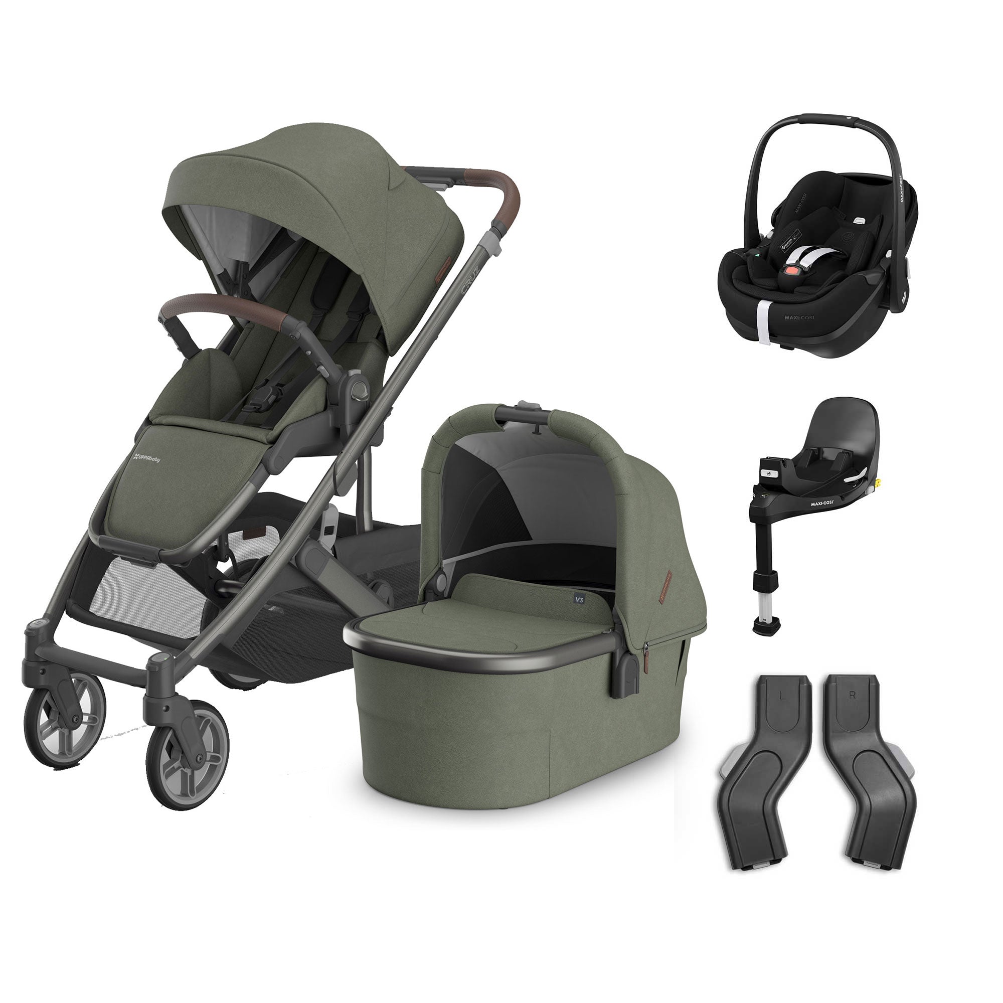UPPAbaby Cruz V3 Complete Maxi-Cosi Travel System in Evelyn
