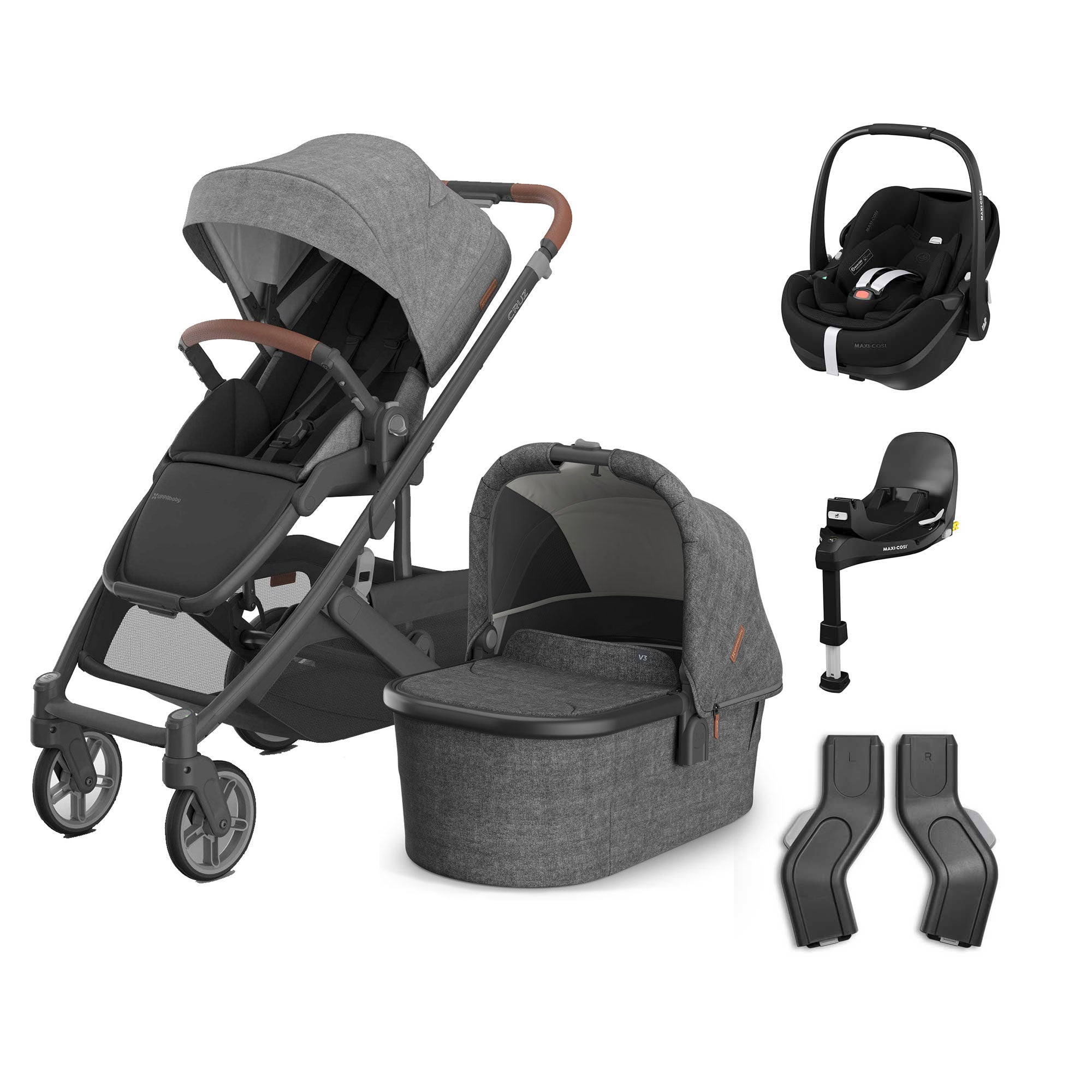 UPPAbaby Cruz V3 Complete Maxi-Cosi Travel System in Greyson
