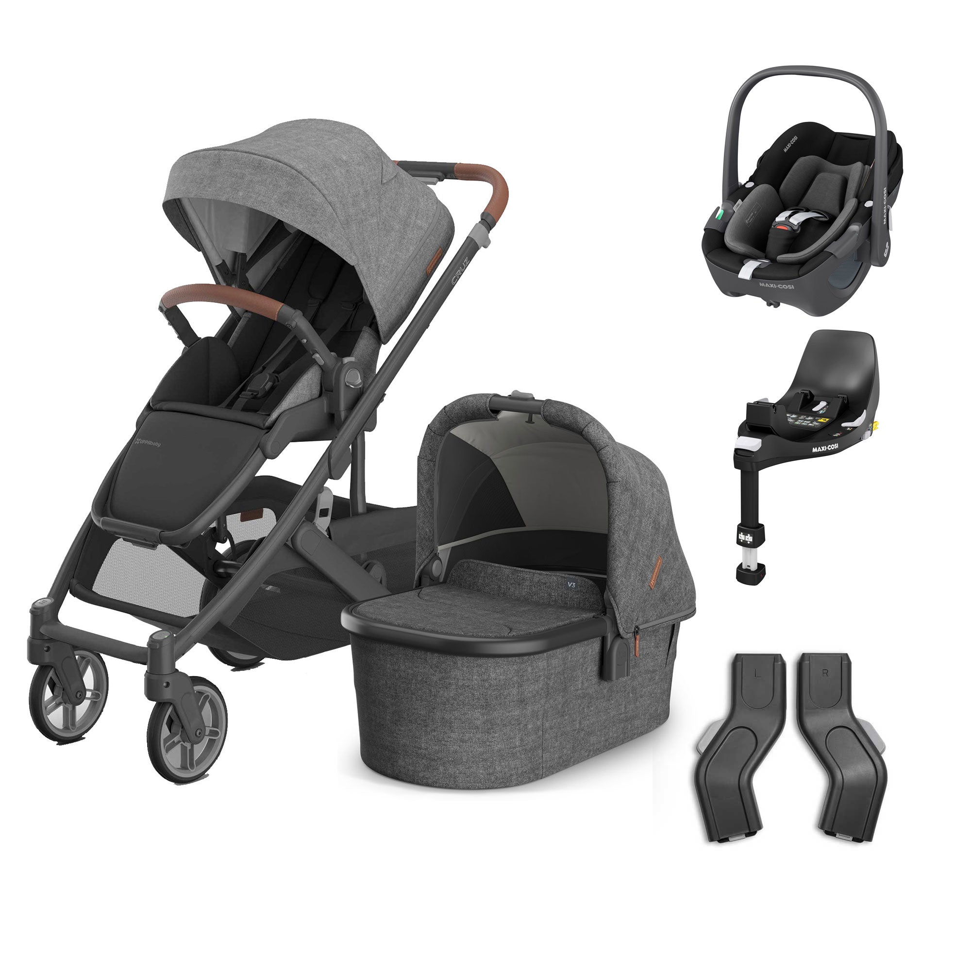 UPPAbaby Cruz V3 Complete Maxi-Cosi Travel System in Greyson