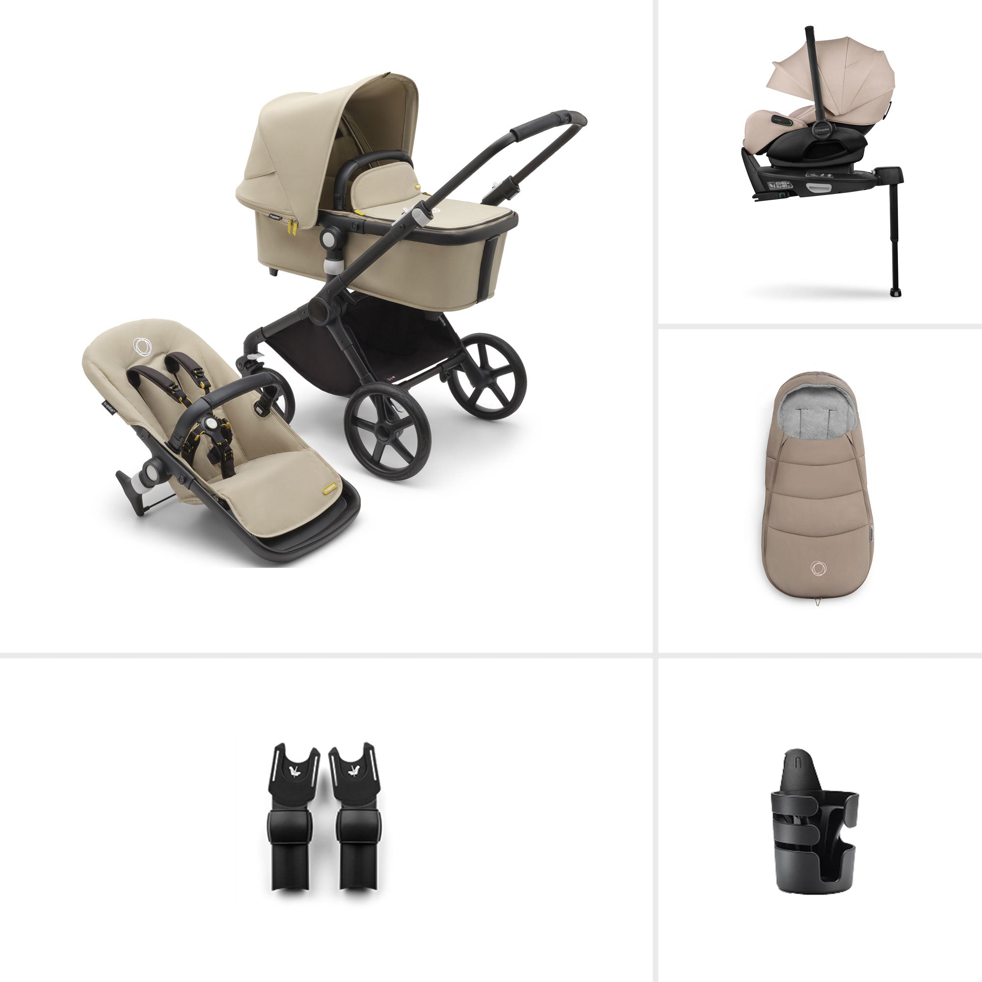 Bugaboo Fox Cub Ultimate Newborn Bundle in Black/Desert Beige