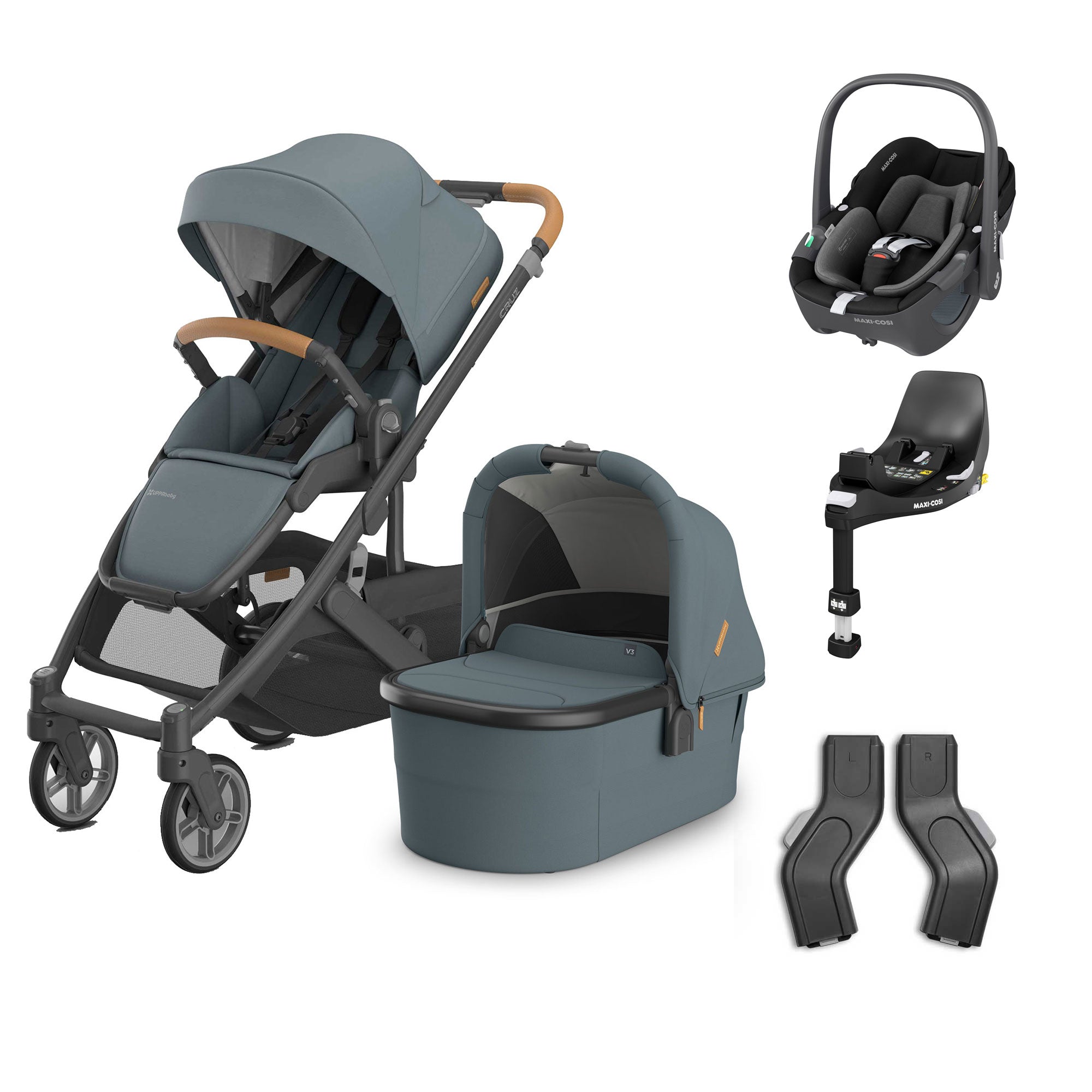 UPPAbaby Cruz V3 Complete Maxi-Cosi Travel System in Dillan