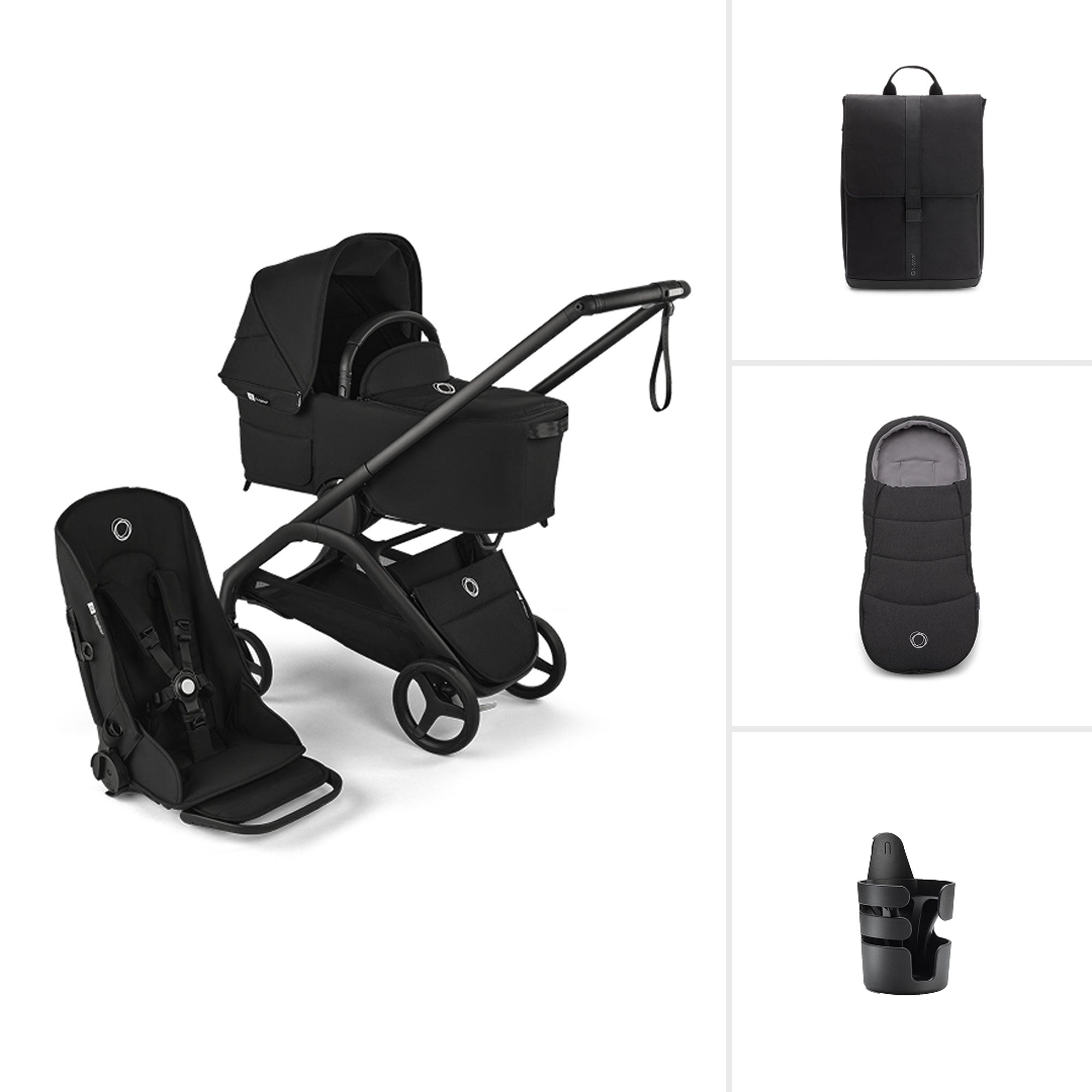 Bugaboo Dragonfly Essential Bundle - Black/Midnight Black