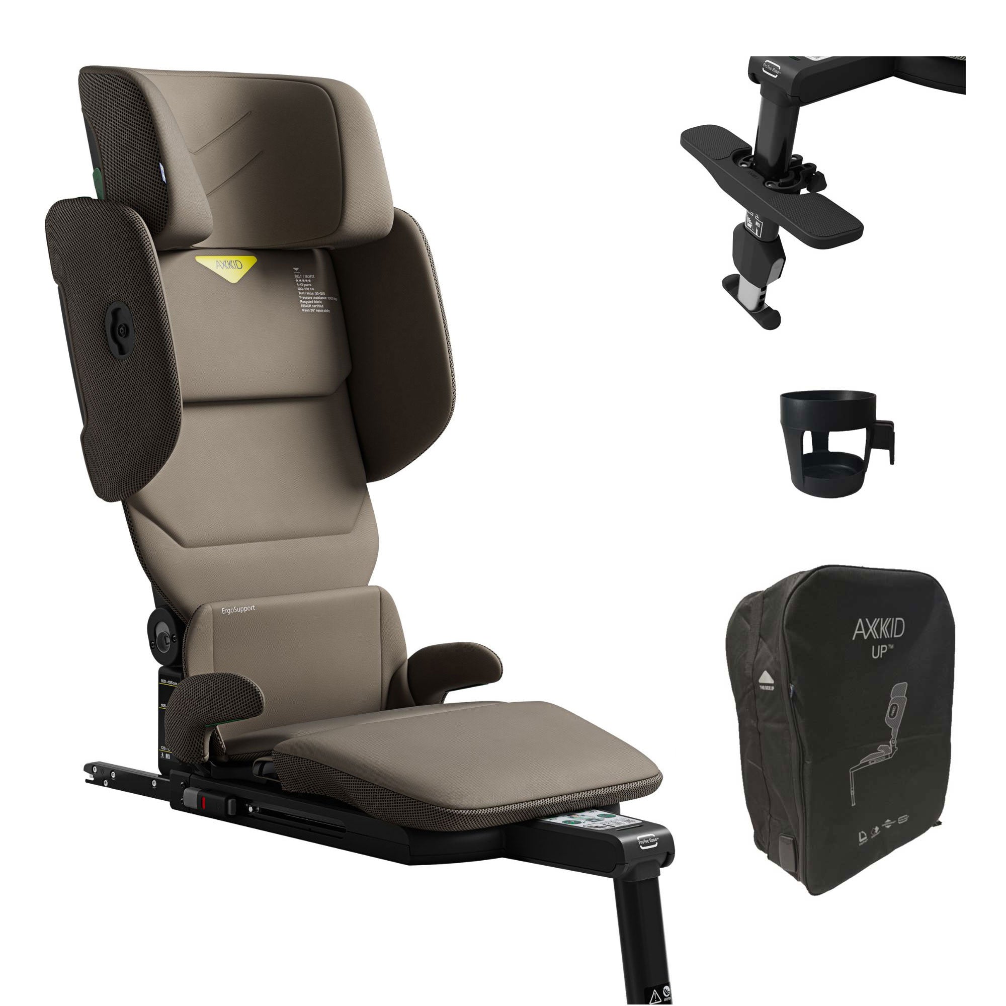 Axkid Up Highback Booster Seat & Accessories in Driftwood Beige