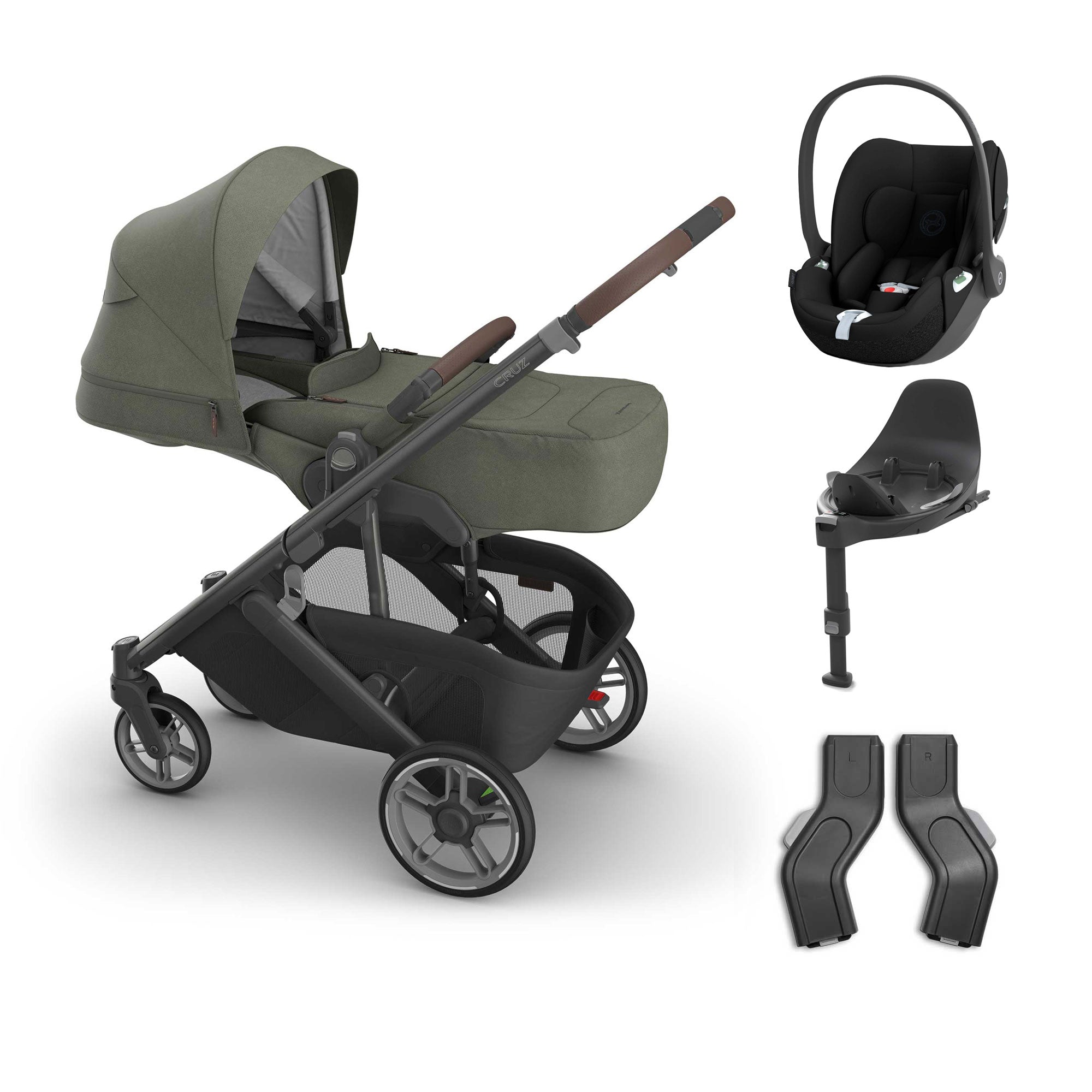 UPPAbaby Cruz V3 Cybex Bundle + Infant Cover in Evelyn