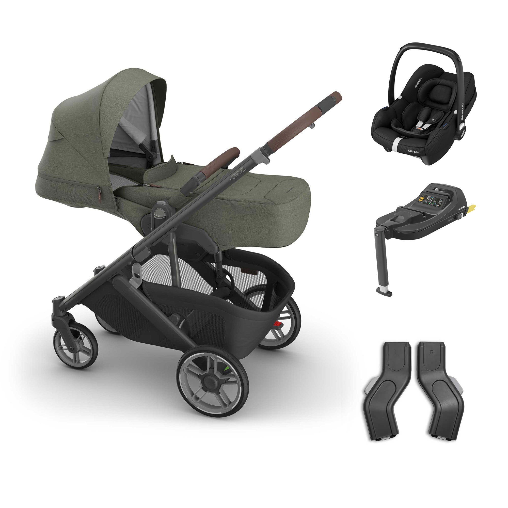 UPPAbaby Cruz V3 Maxi-Cosi Bundle + Infant Cover in Evelyn