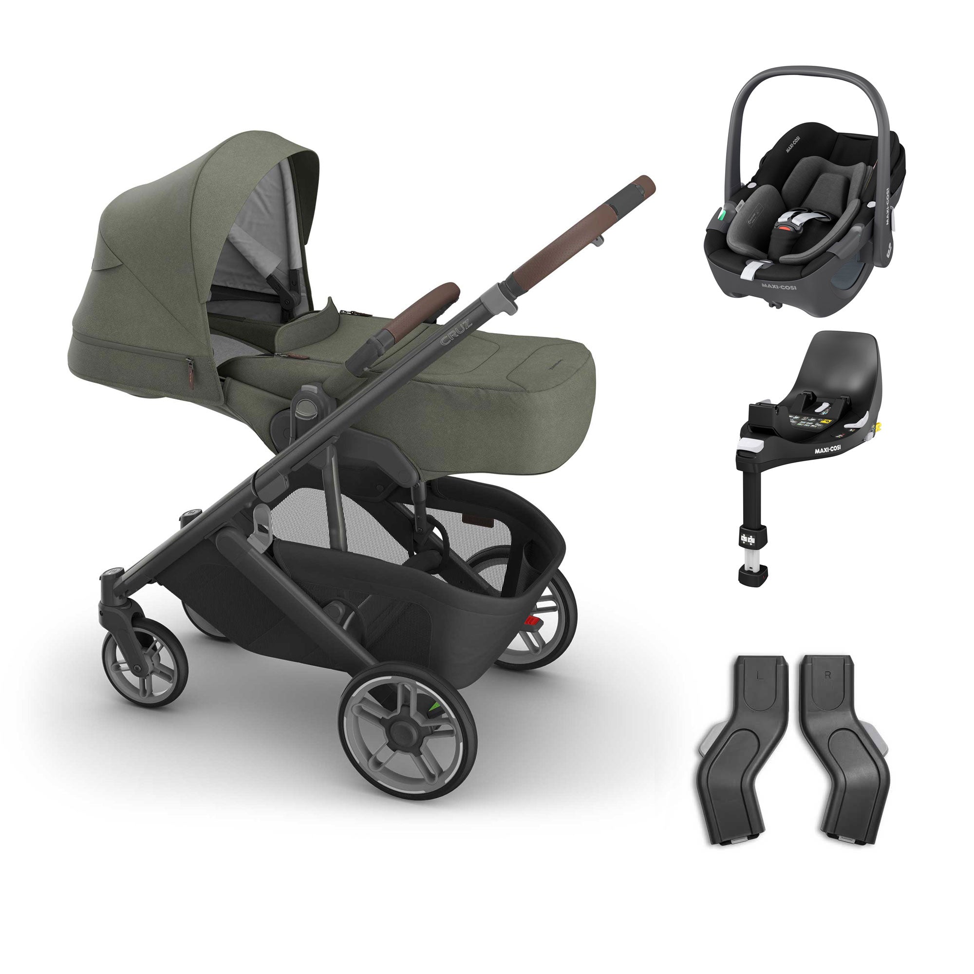 UPPAbaby Cruz V3 Maxi-Cosi Bundle + Infant Cover in Evelyn