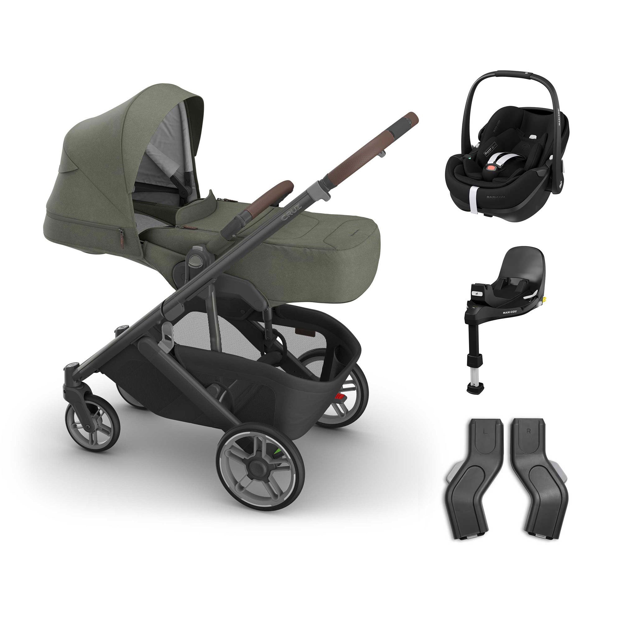 UPPAbaby Cruz V3 Maxi-Cosi Bundle + Infant Cover in Evelyn