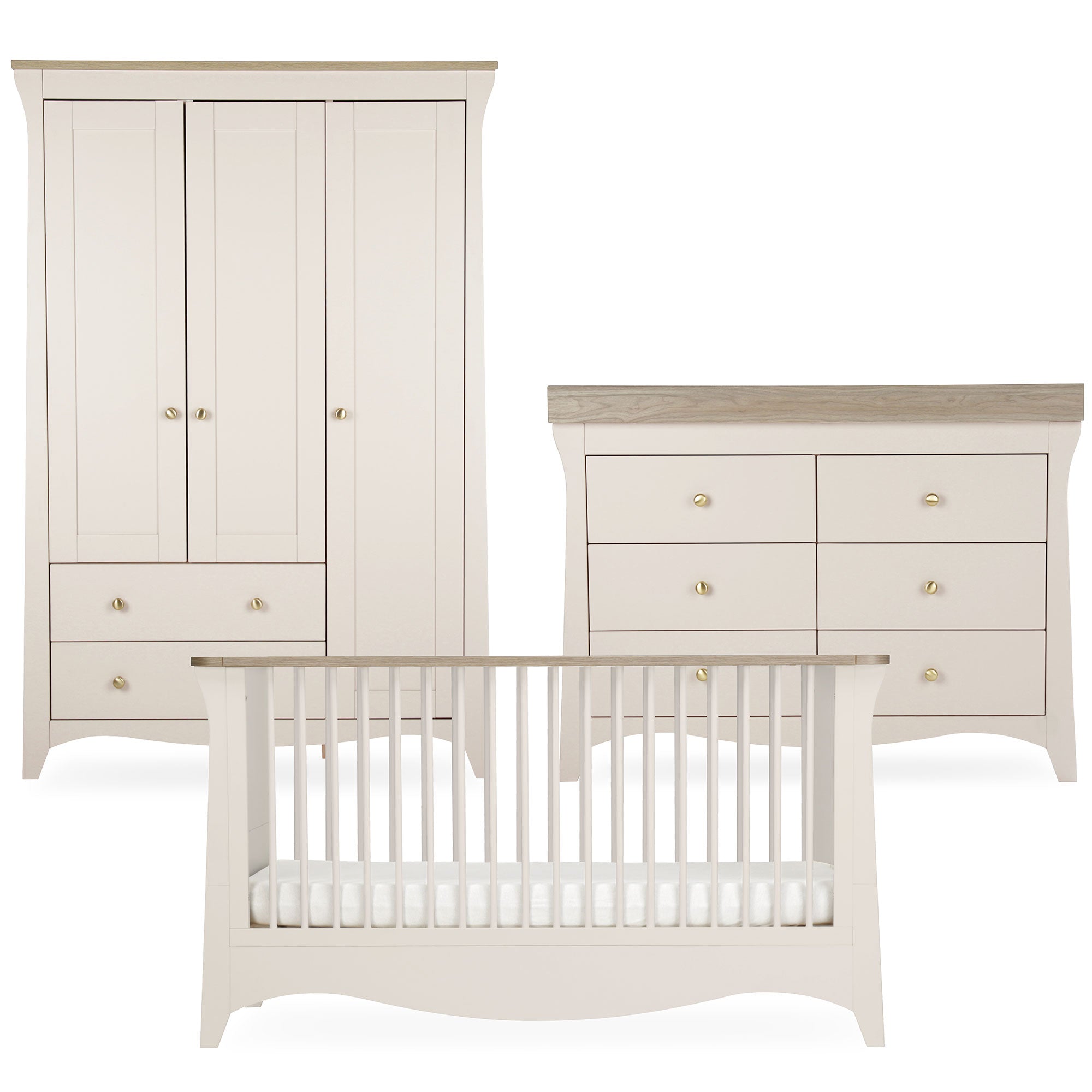 CuddleCo Clara 3 Piece Luxe Nursery Room Set in Cashmere/Ash