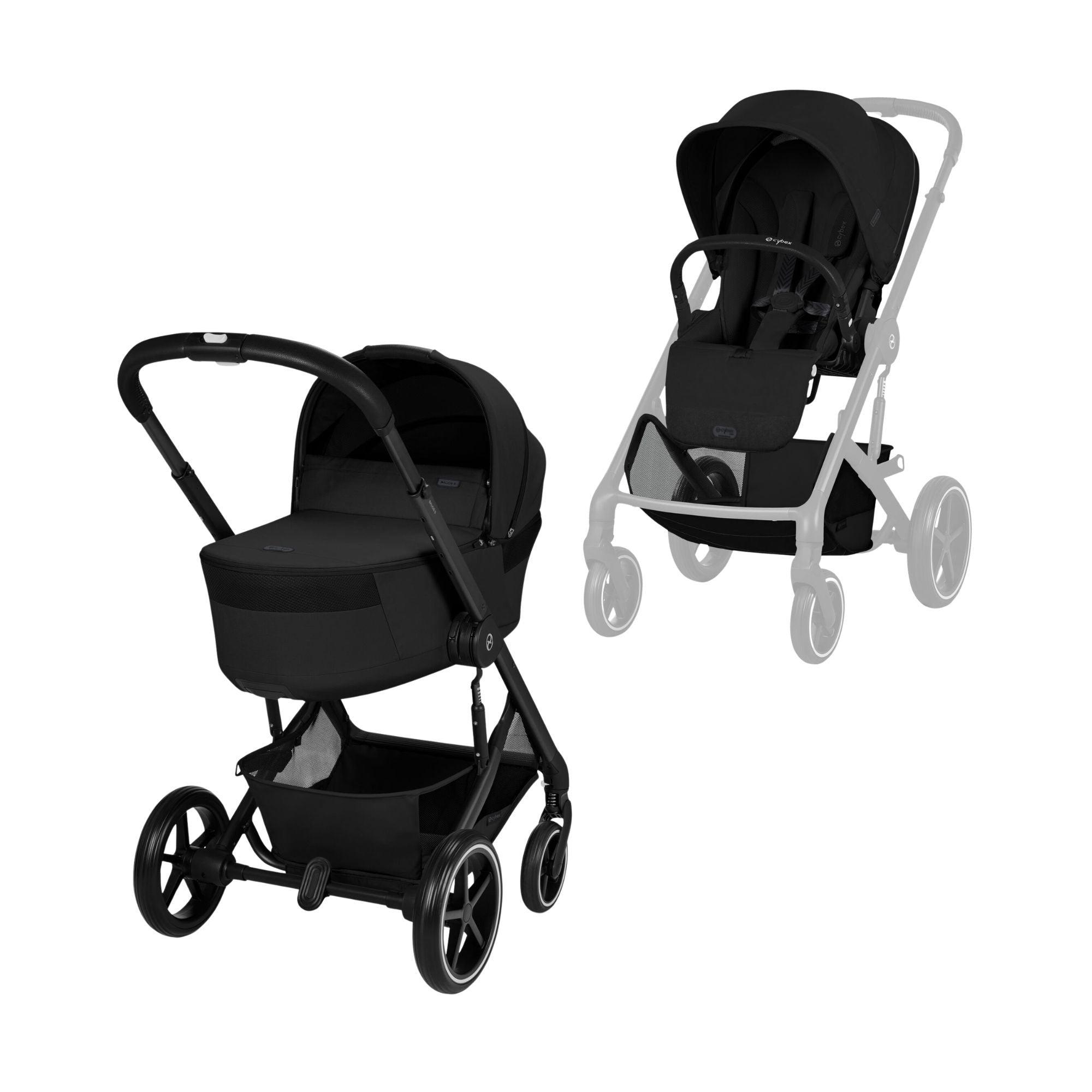Cybex Balios S Lux Pushchair with Foldable Carrycot in Moon Black