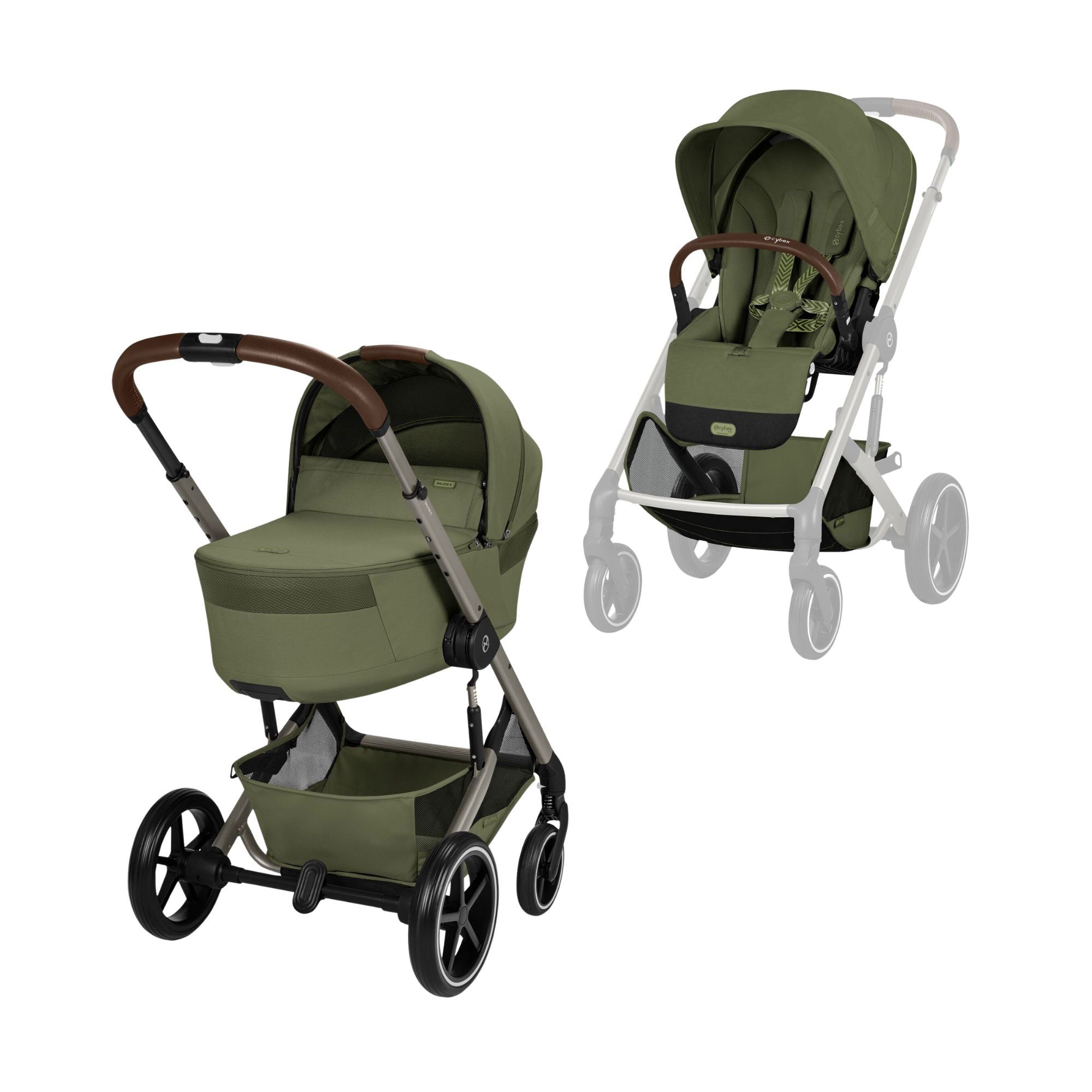 Cybex Balios S Lux Pushchair with Foldable Carrycot in Moss Green