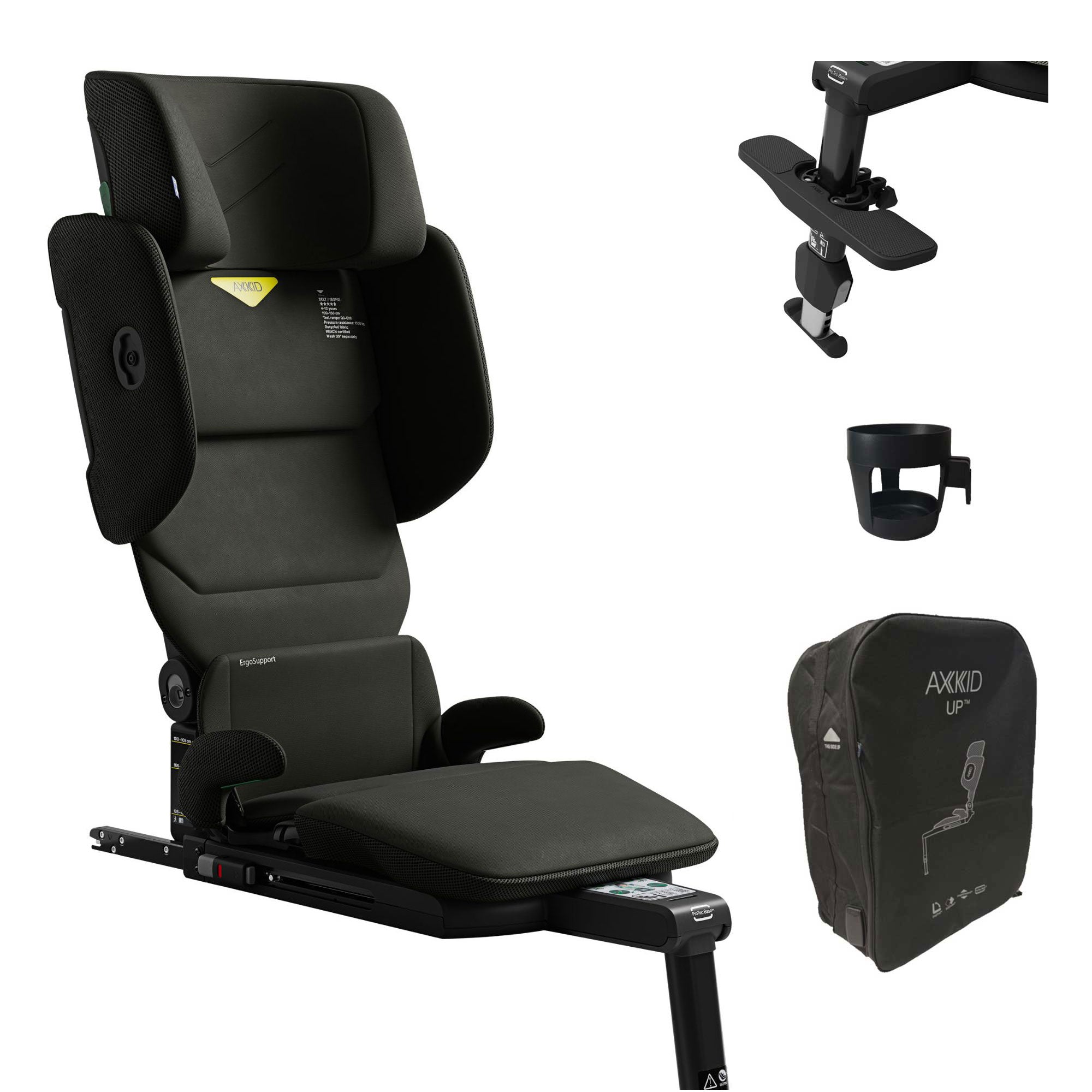 Axkid Up Highback Booster Seat & Accessories in Forest Moss Green