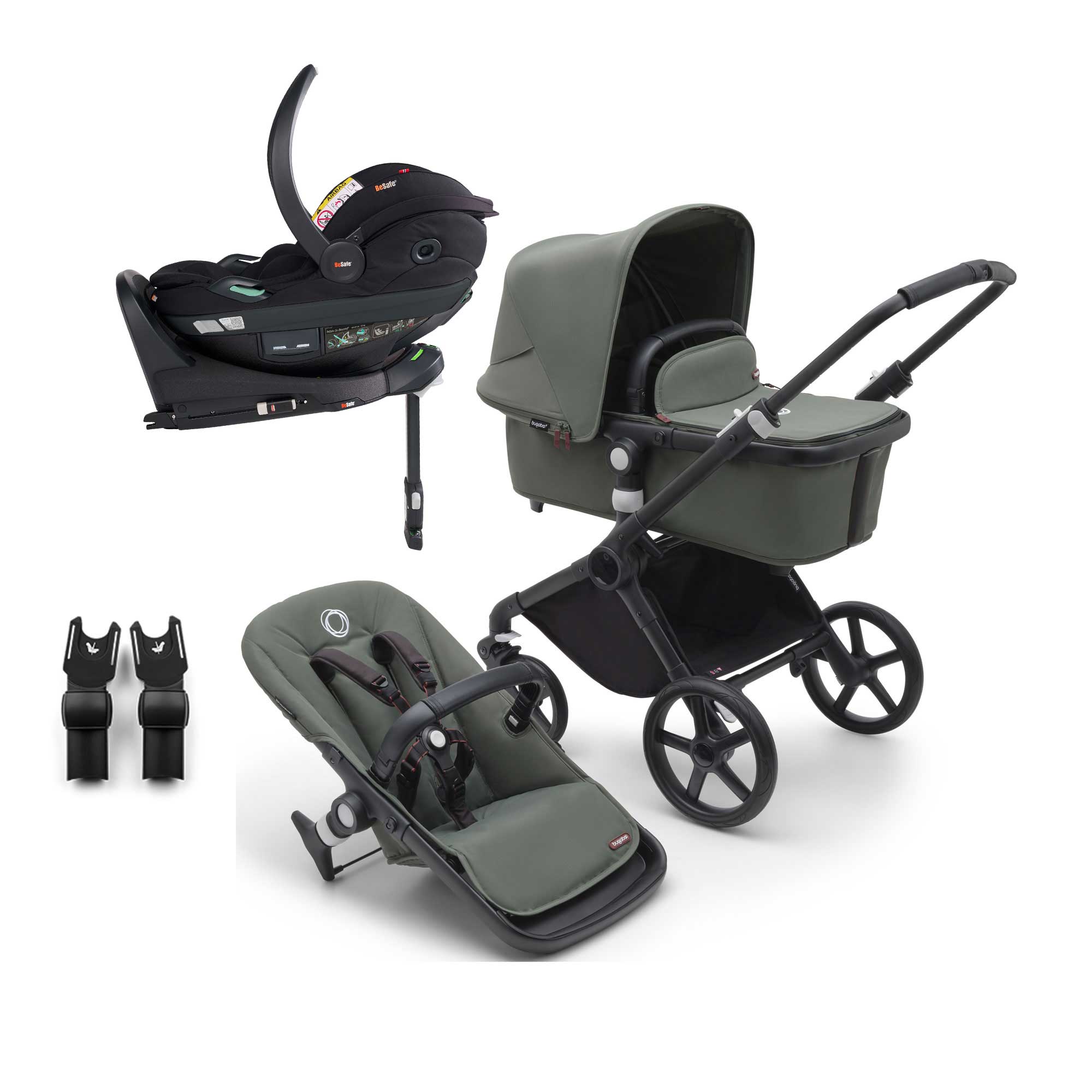 Bugaboo Fox Cub BeSafe Travel System in Black/Forest Green