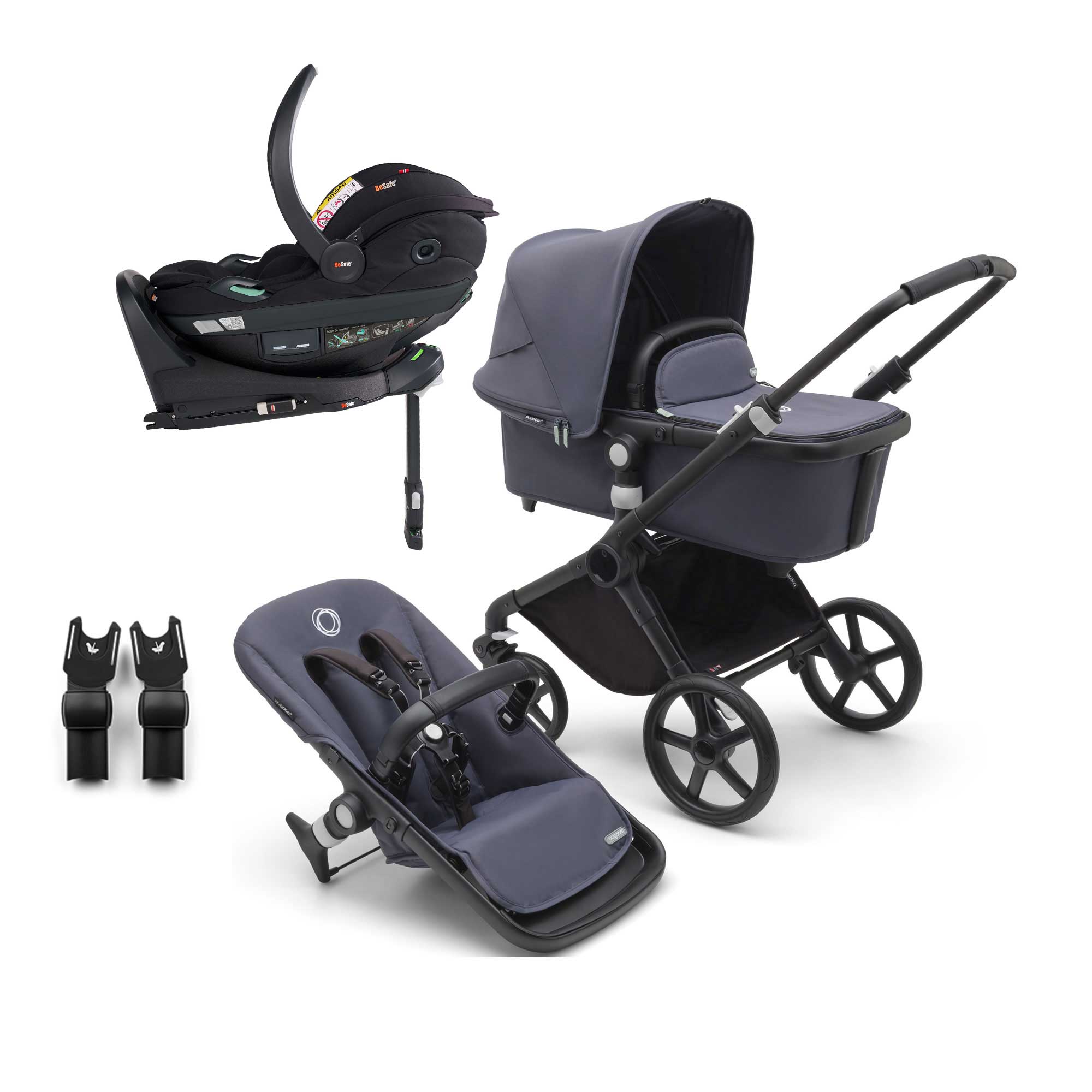 Bugaboo Fox Cub BeSafe Travel System in Black/Stormy Blue