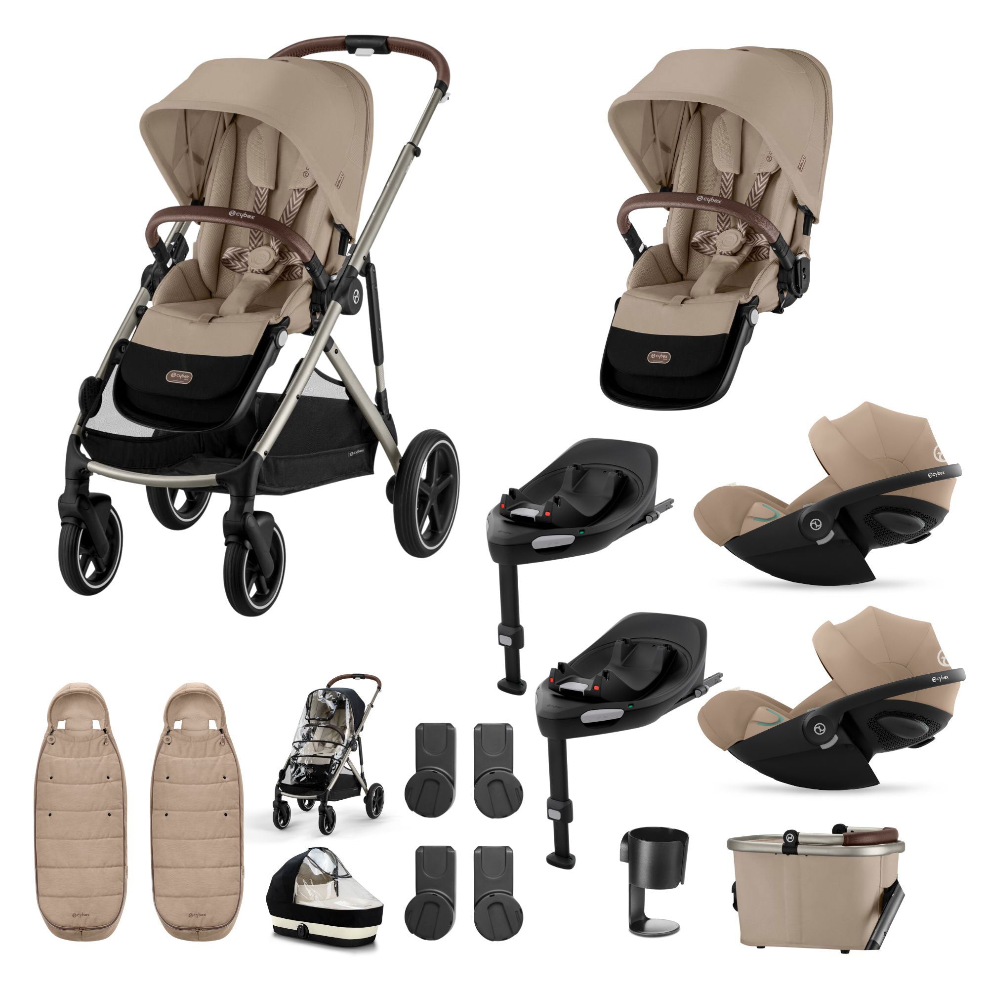 Cybex Gazelle S Twin Luxury Pushchair Bundle in Almond Beige