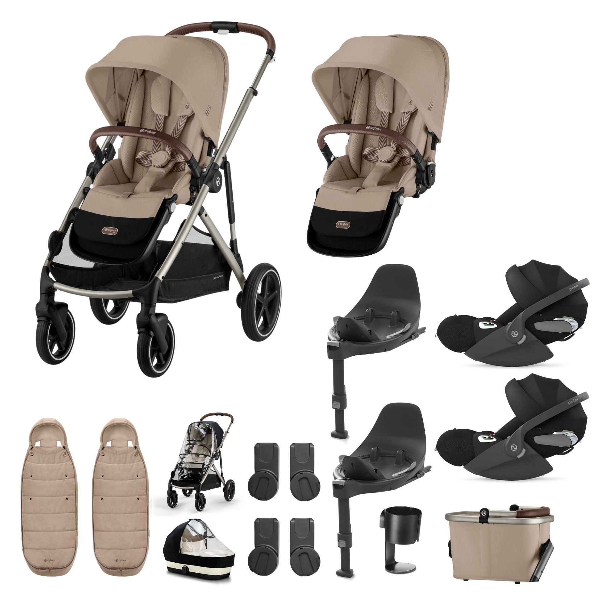 Cybex Gazelle S Twin Luxury Pushchair Bundle in Almond Beige