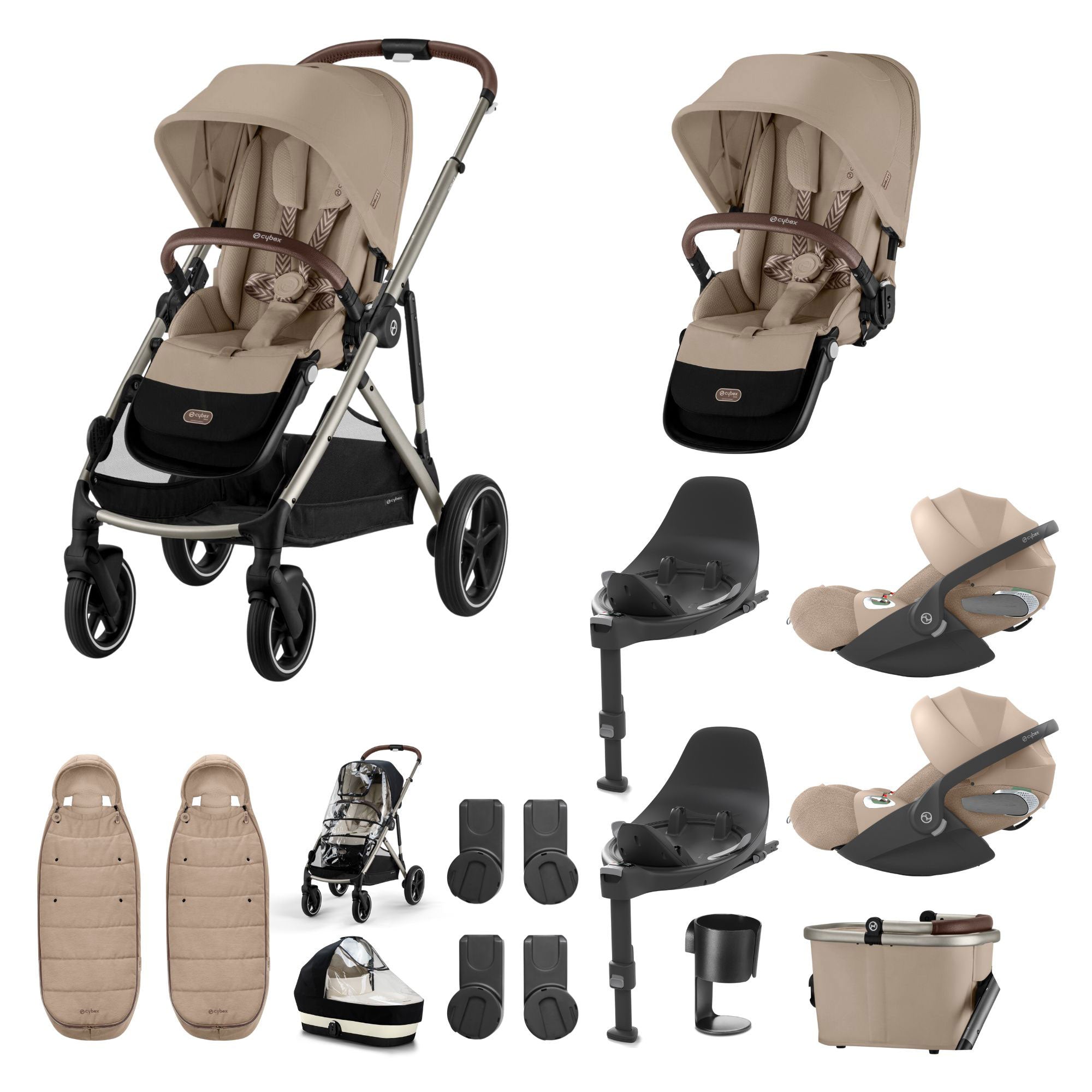 Cybex Gazelle S Twin Luxury Pushchair Bundle in Almond Beige