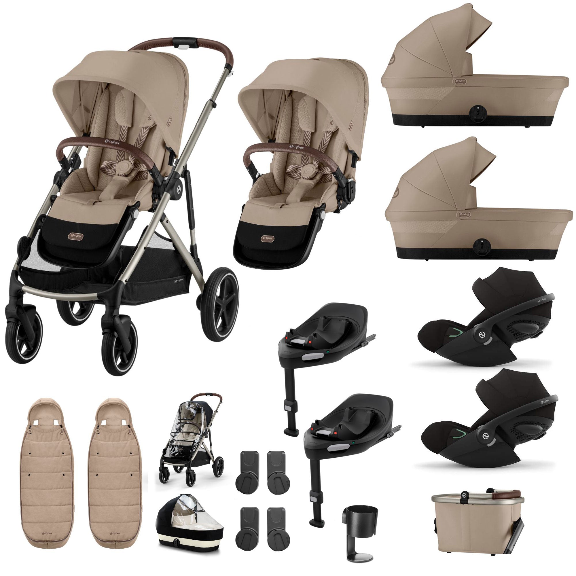 Cybex Gazelle S Twin Luxury Pushchair Bundle in Almond Beige