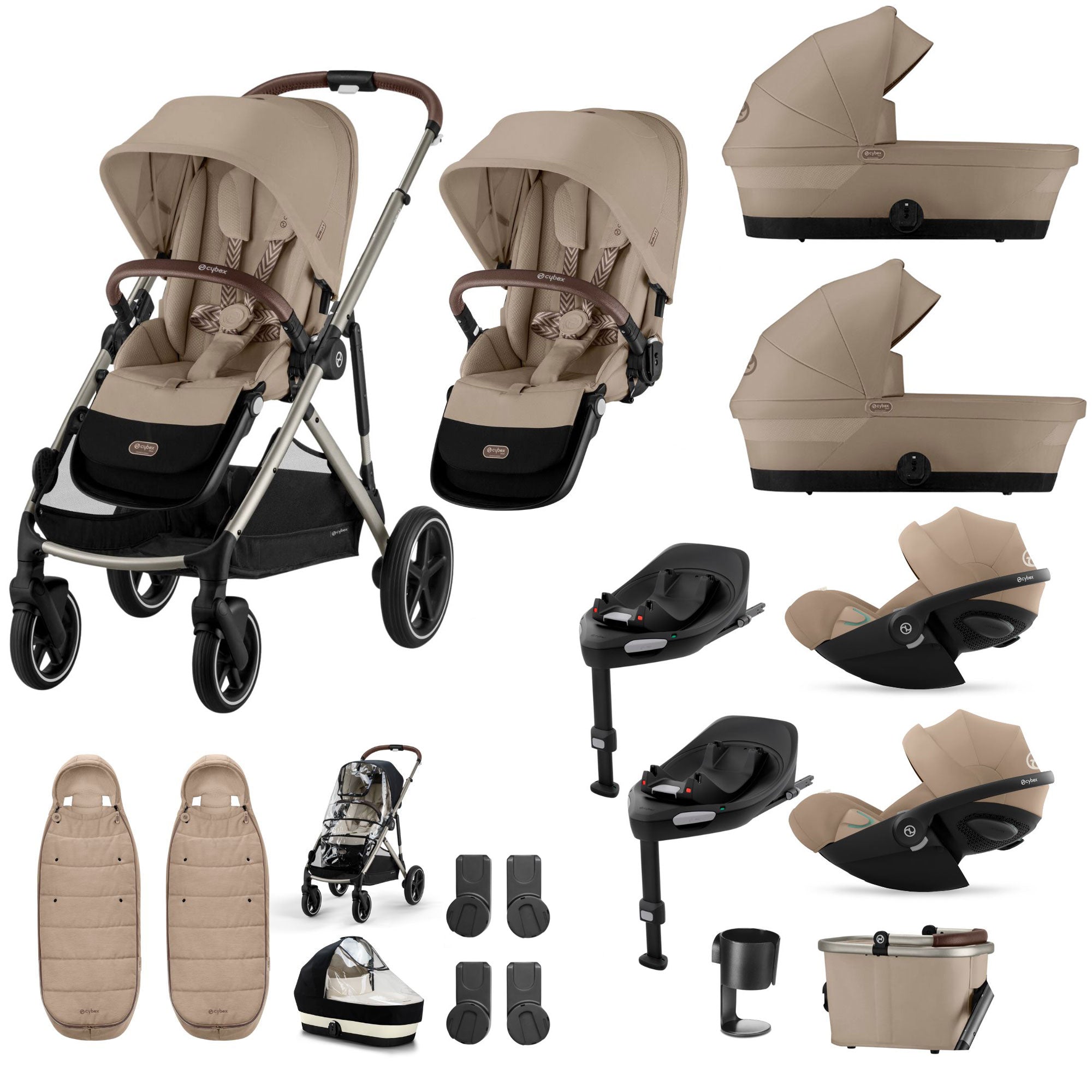 Cybex Gazelle S Twin Luxury Pushchair Bundle in Almond Beige