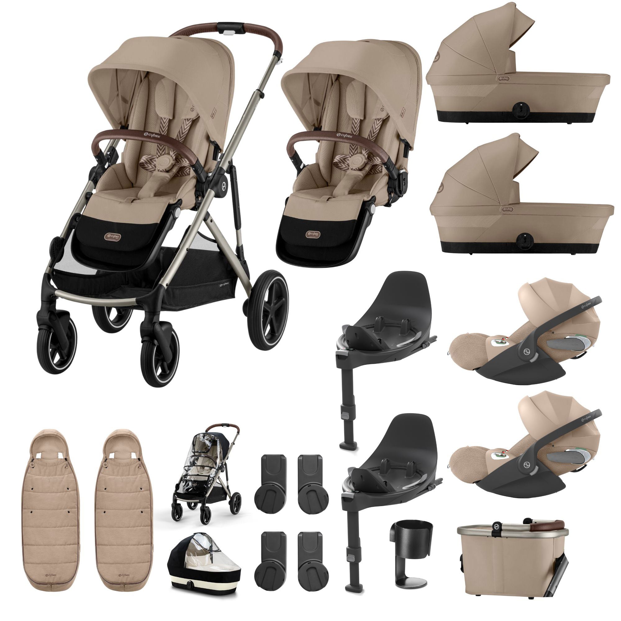 Cybex Gazelle S Twin Luxury Pushchair Bundle in Almond Beige