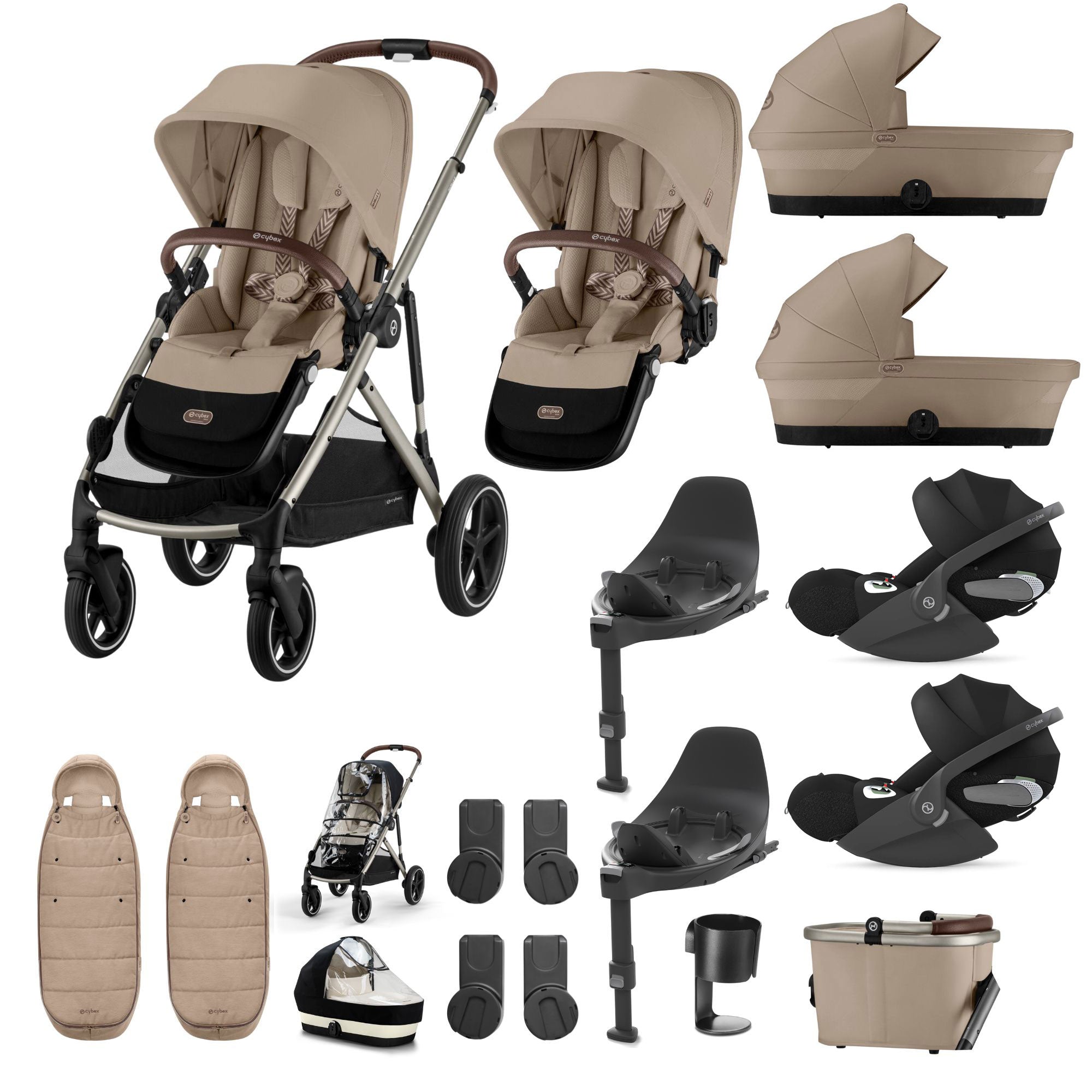 Cybex Gazelle S Twin Luxury Pushchair Bundle in Almond Beige