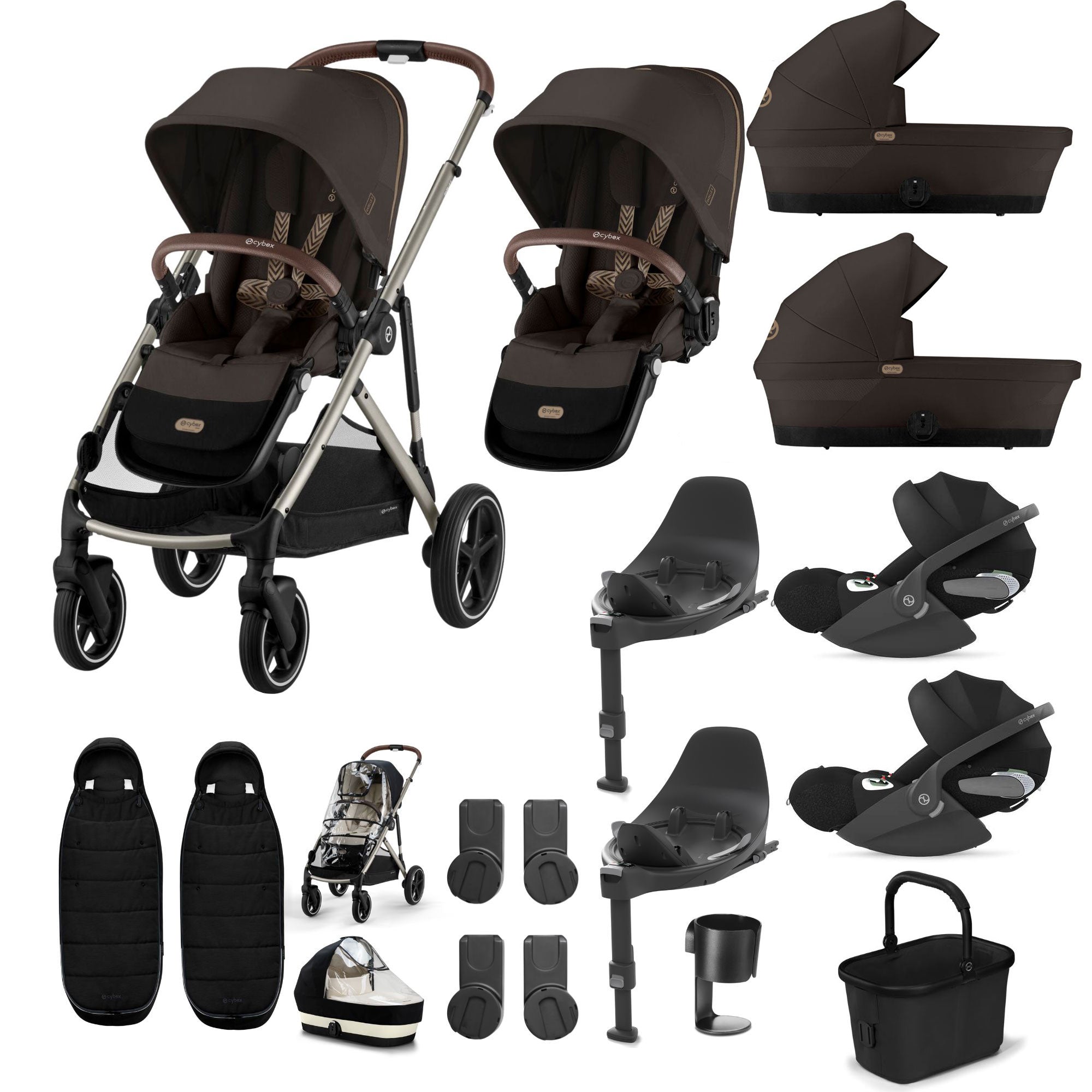 Cybex Gazelle S Twin Luxury Pushchair Bundle in Chocolate Brown