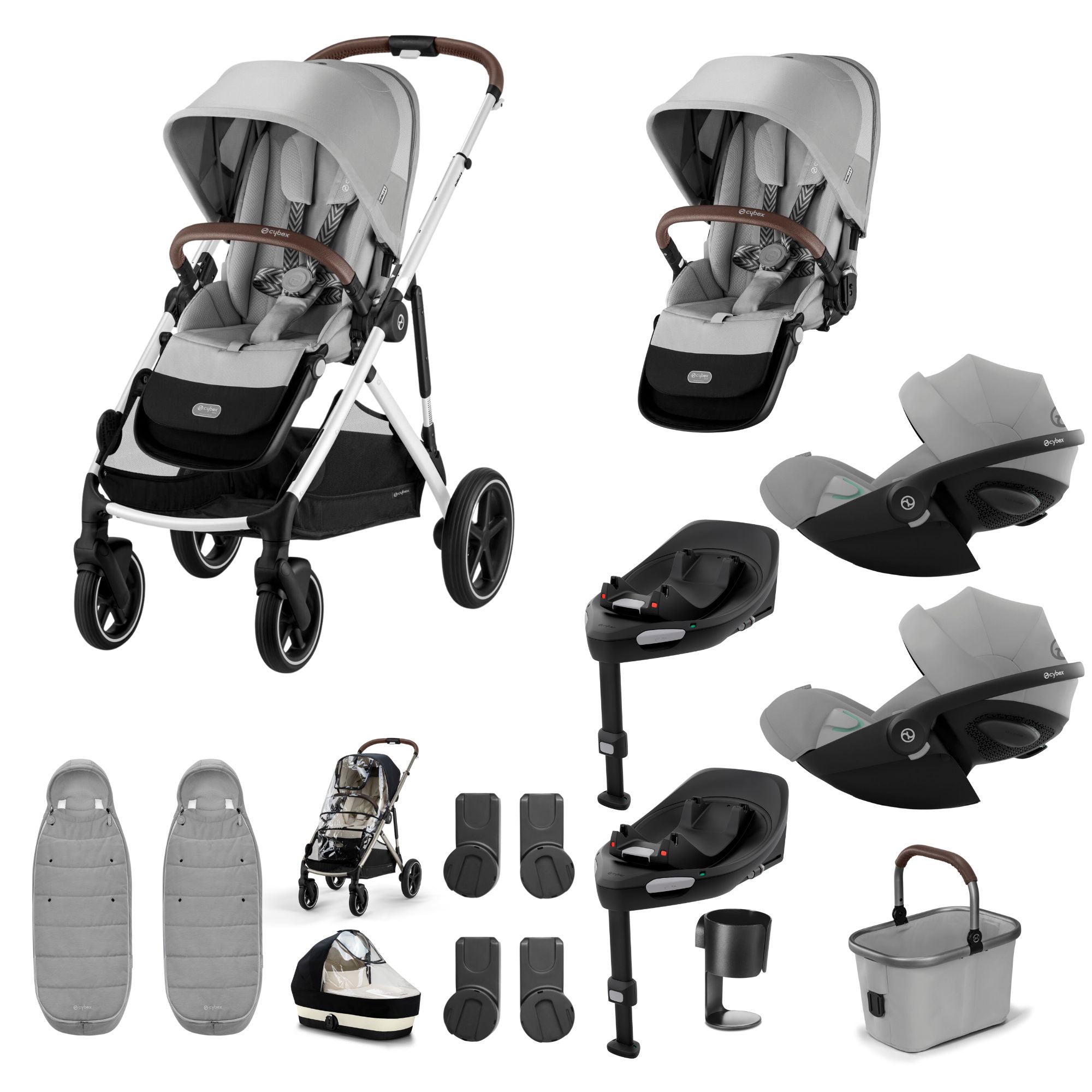 Cybex Gazelle S Twin Luxury Pushchair Bundle in Stone Grey