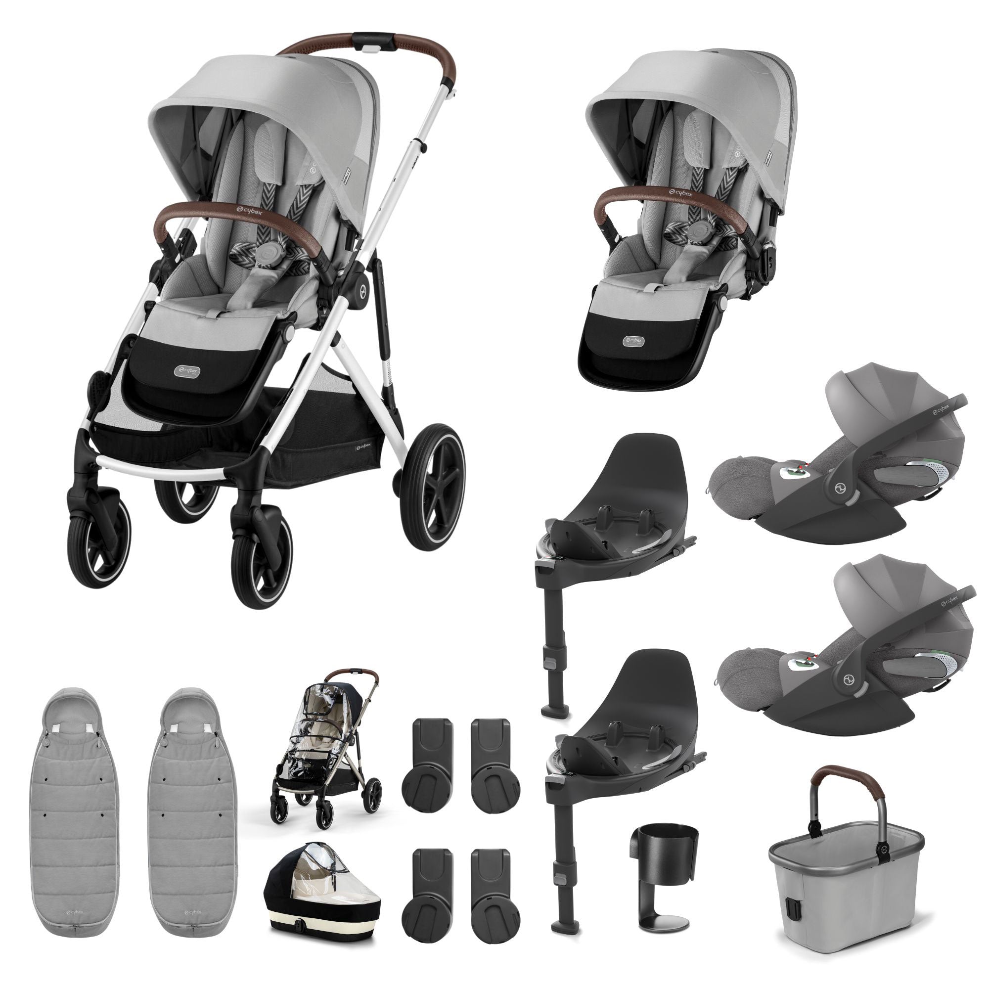 Cybex Gazelle S Twin Luxury Pushchair Bundle in Stone Grey