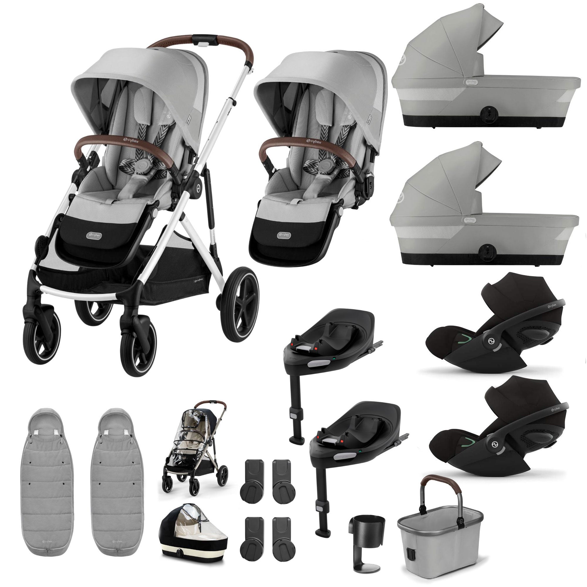 Cybex Gazelle S Twin Luxury Pushchair Bundle in Stone Grey