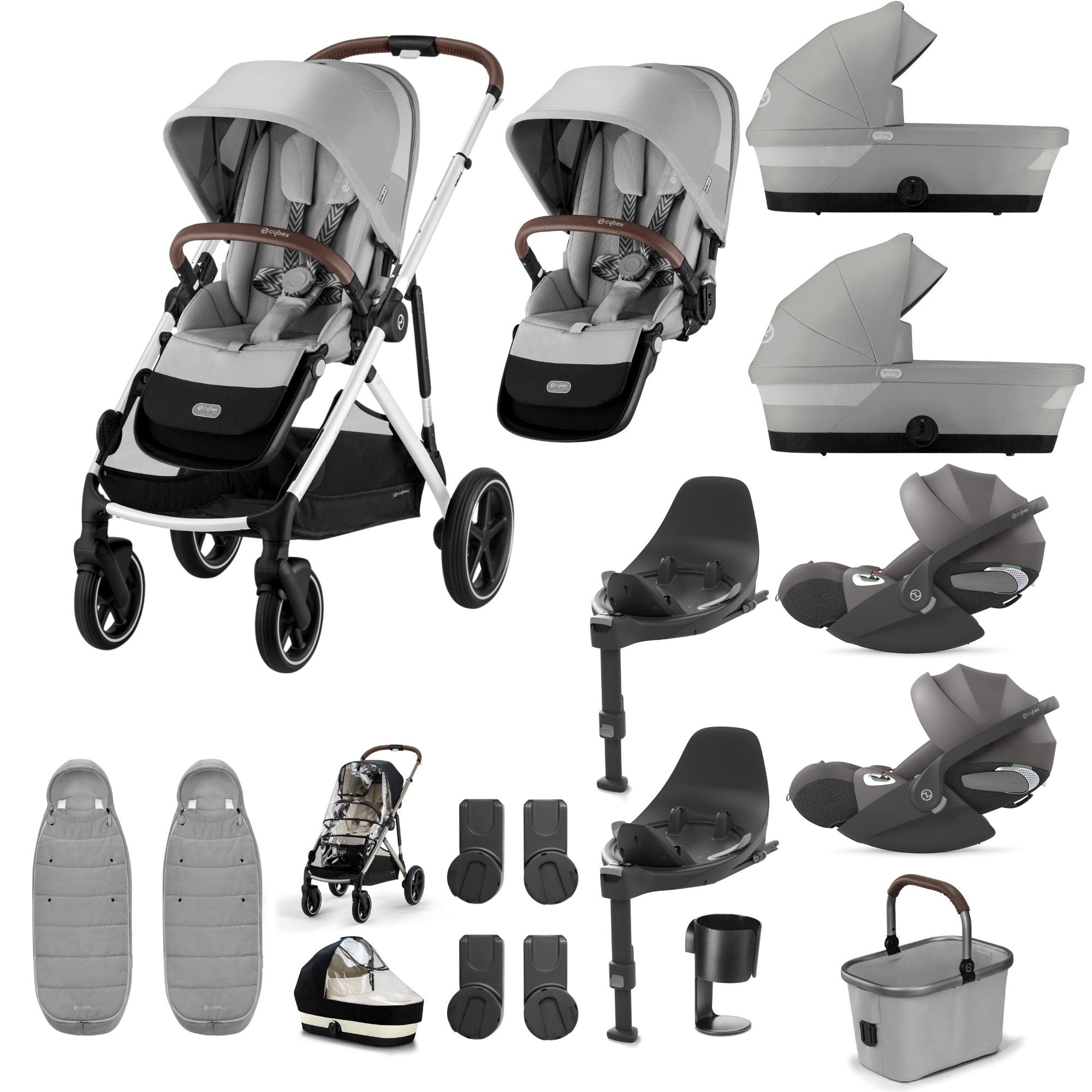 Cybex Gazelle S Twin Luxury Pushchair Bundle in Stone Grey