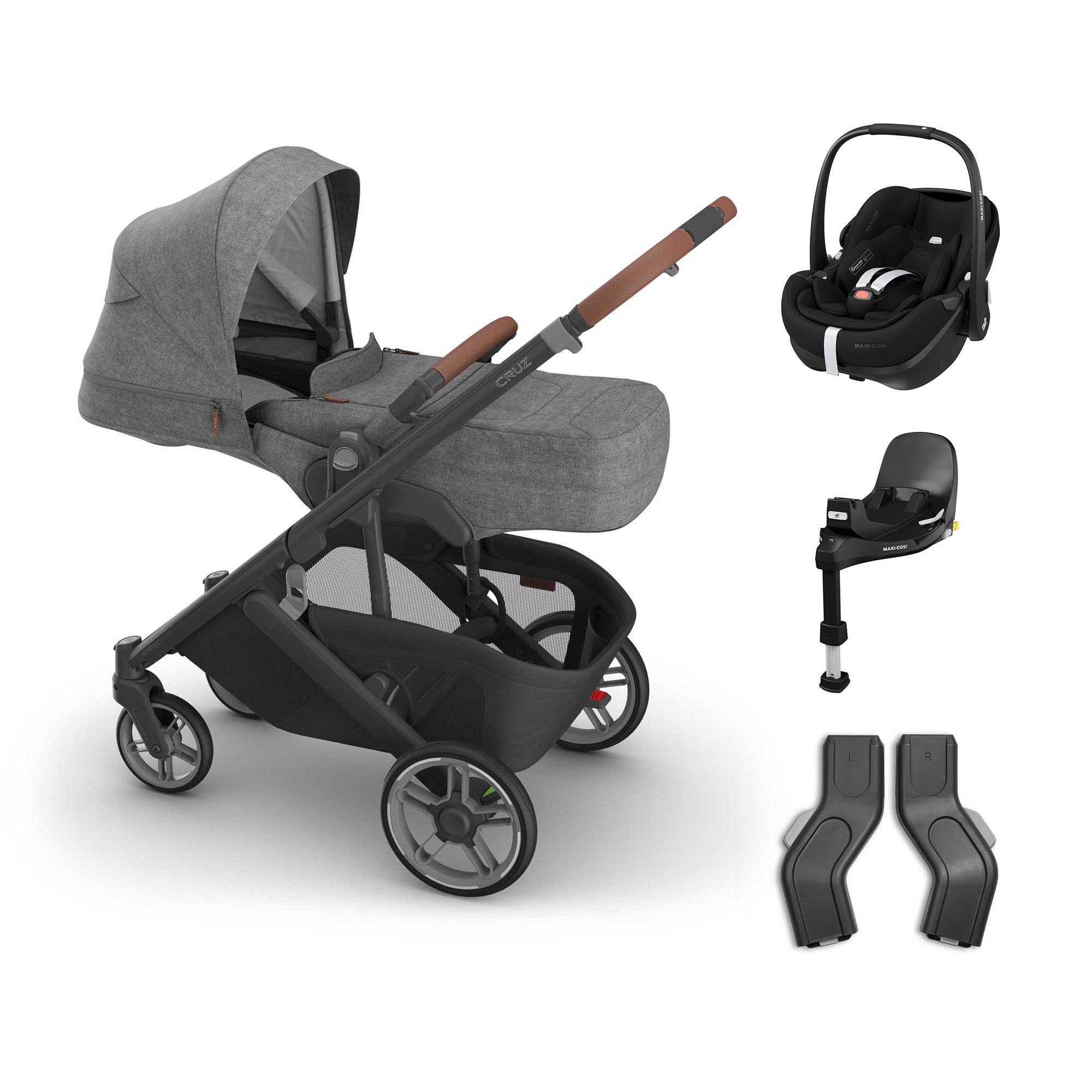 UPPAbaby Cruz V3 Maxi-Cosi Bundle + Infant Cover in Greyson
