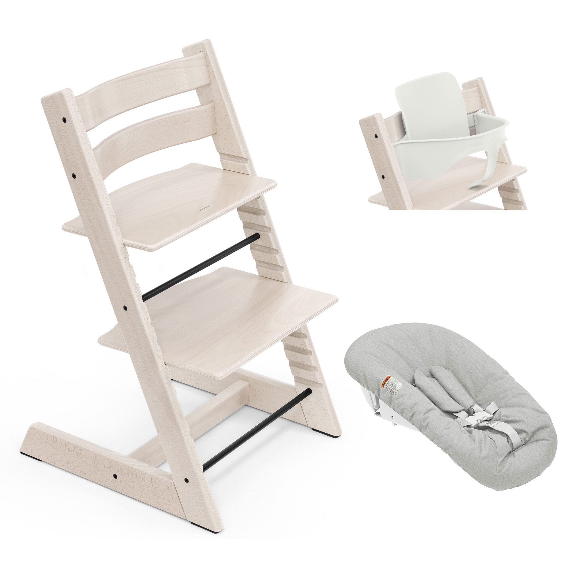 Stokke Trip Trapp Highchair Newborn & Baby Set Bundle in Whitewash