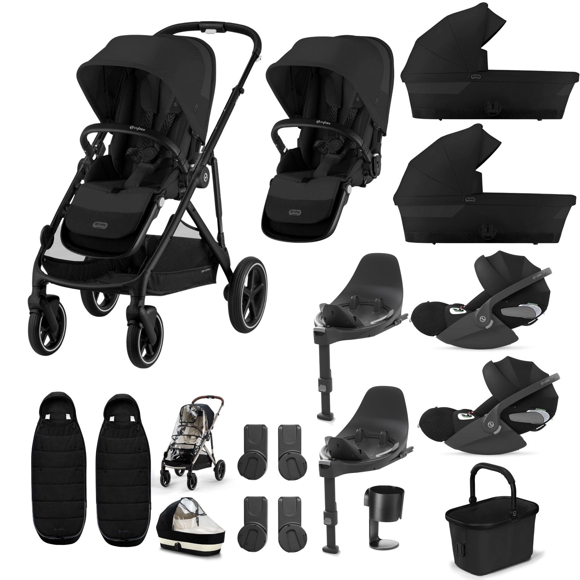 Cybex Gazelle S Twin Luxury Pushchair Bundle in Moon Black