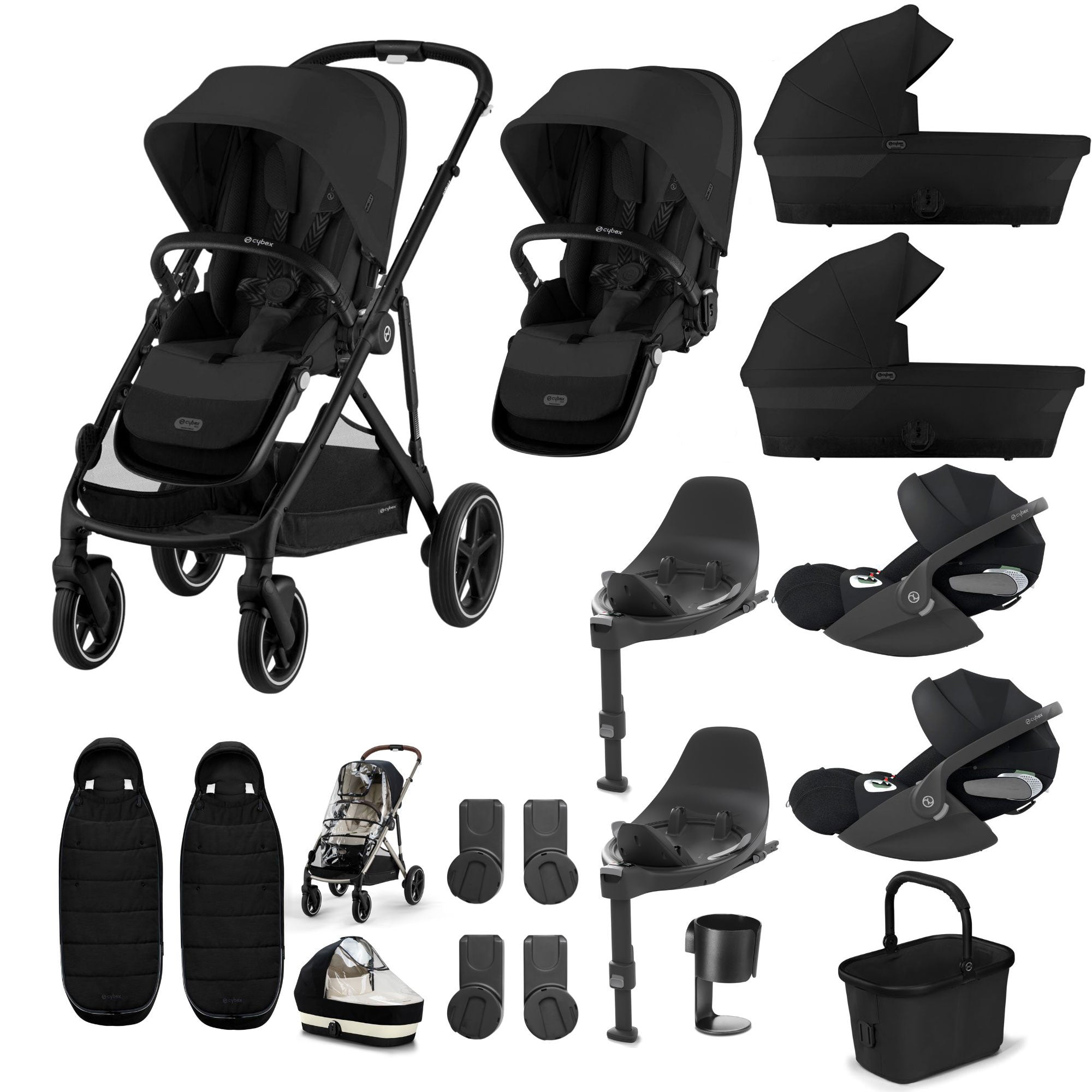 Cybex Gazelle S Twin Luxury Pushchair Bundle in Moon Black