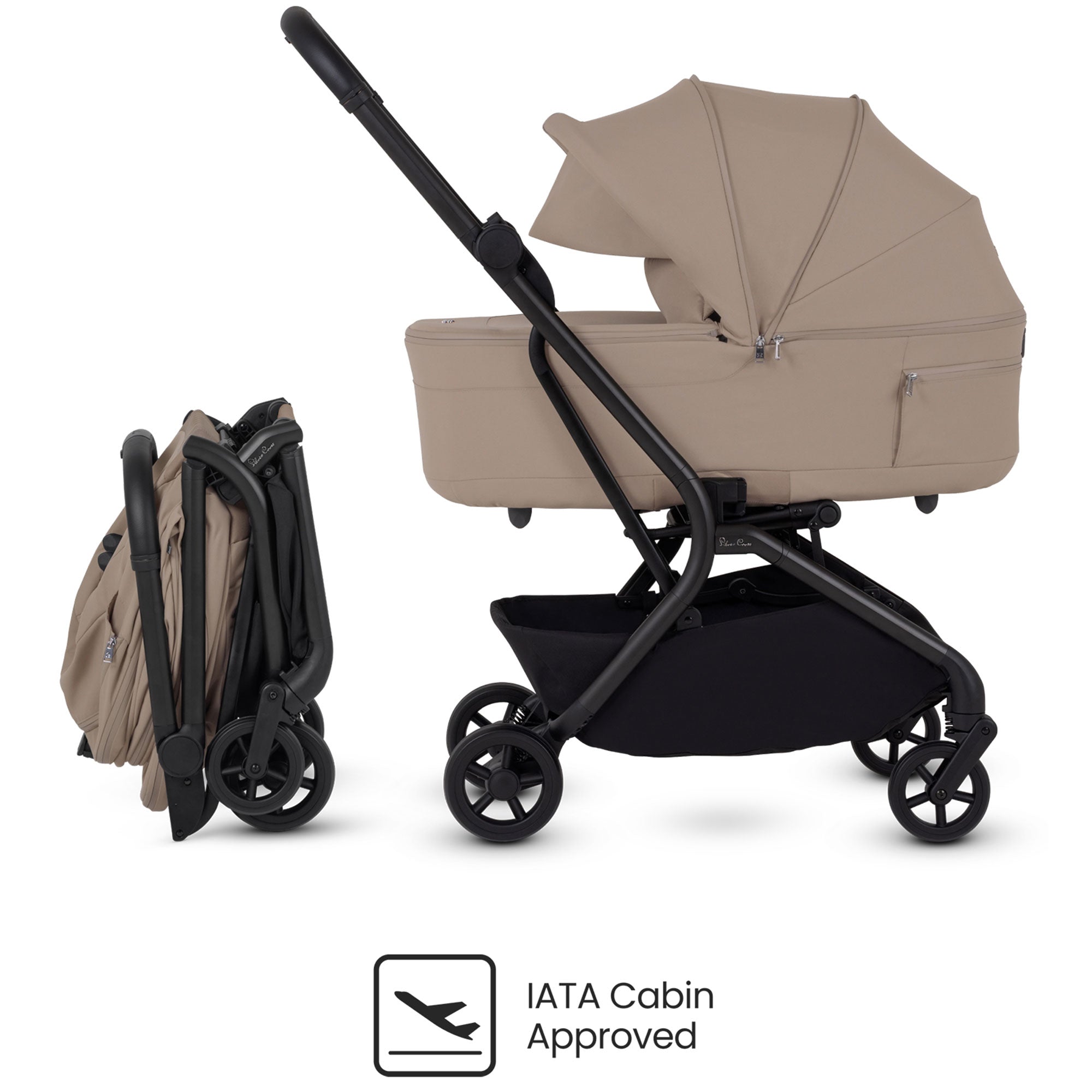 Silver Cross Nia Stroller with Carrycot in Champagne