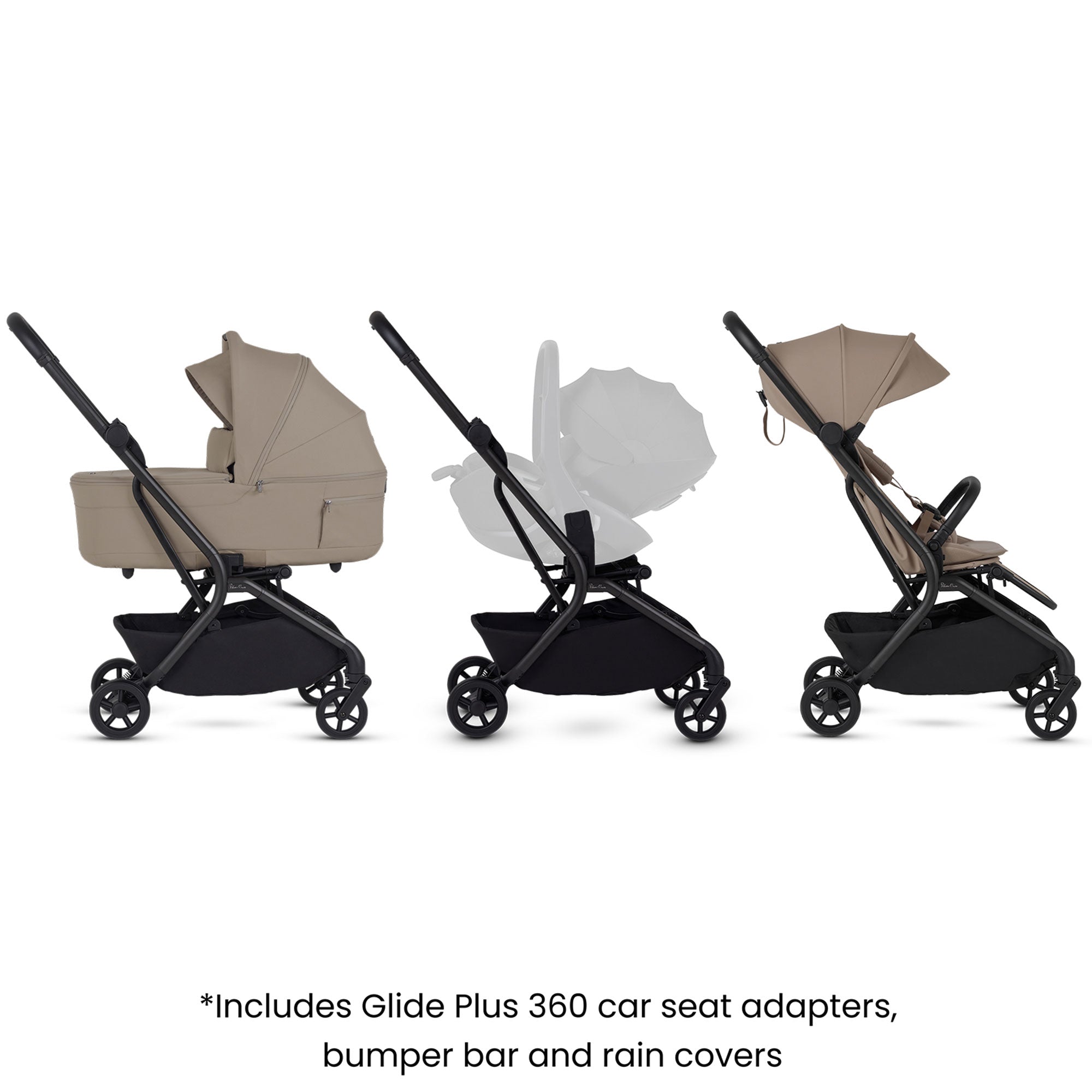 Silver Cross Nia Stroller with Carrycot in Champagne