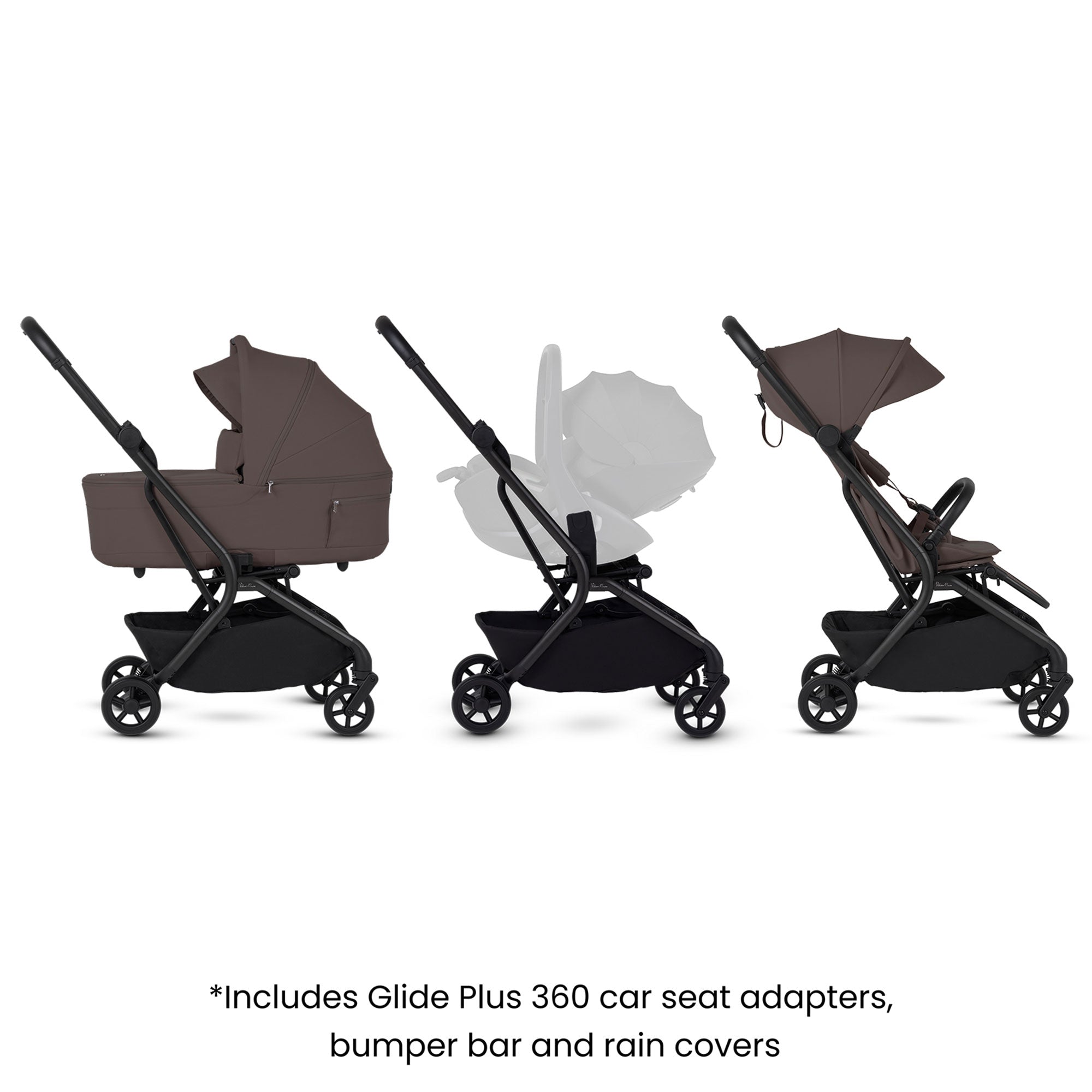 Silver Cross Nia Stroller with Carrycot in Chocolate