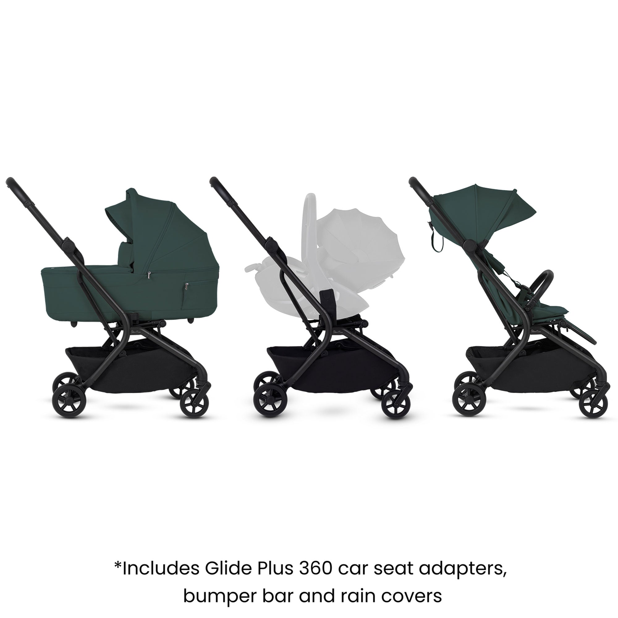 Silver Cross Nia Stroller with Carrycot in Conifer